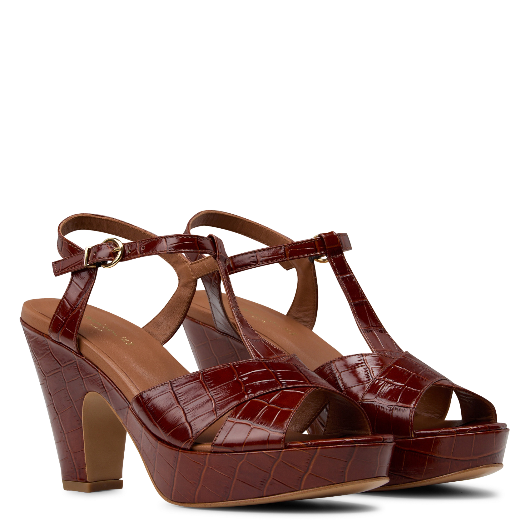 Sandales à talon en cuir embossé suzy MAISON 123 Beige