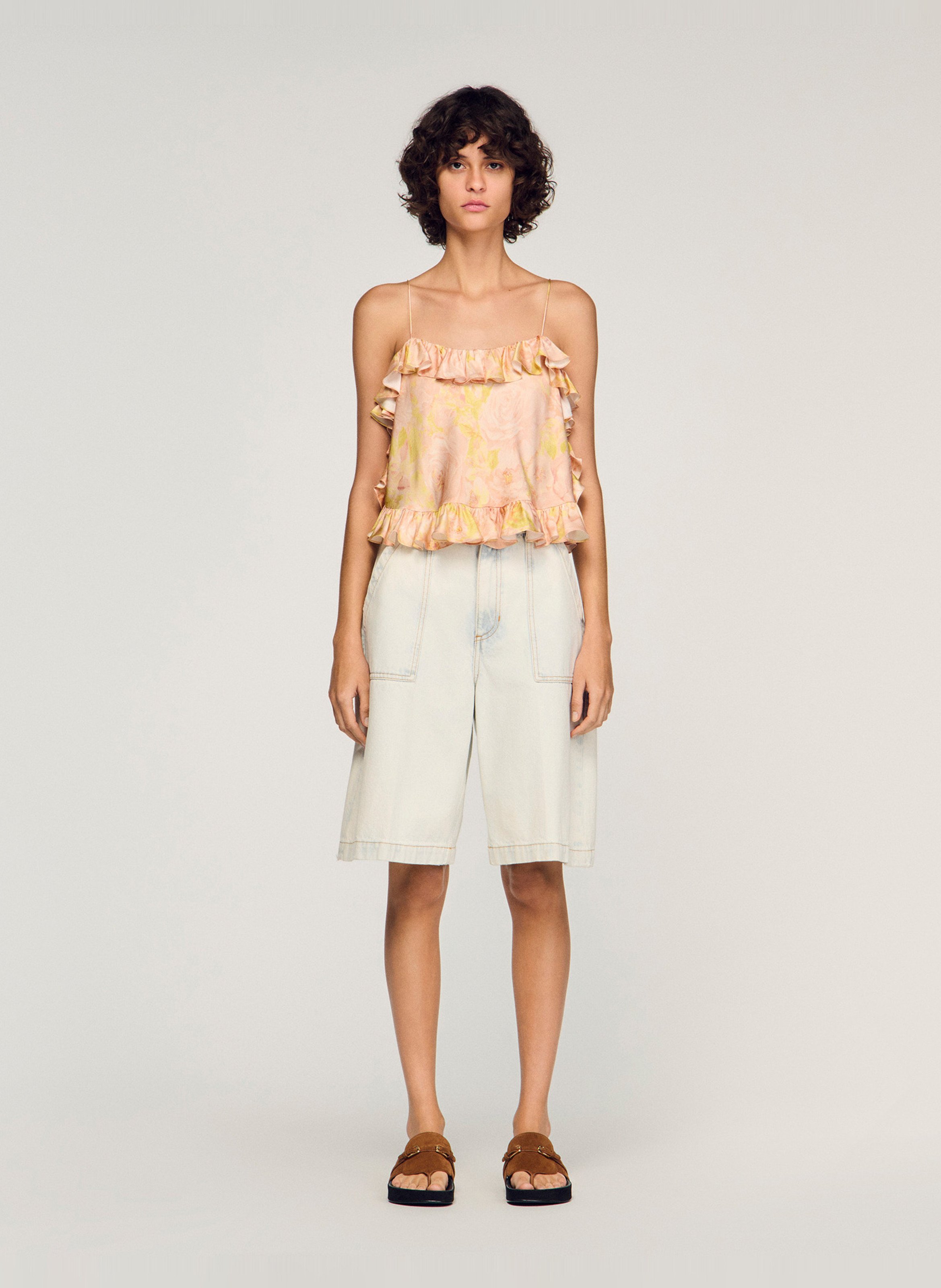 Top court ample imprimé SANDRO Rose