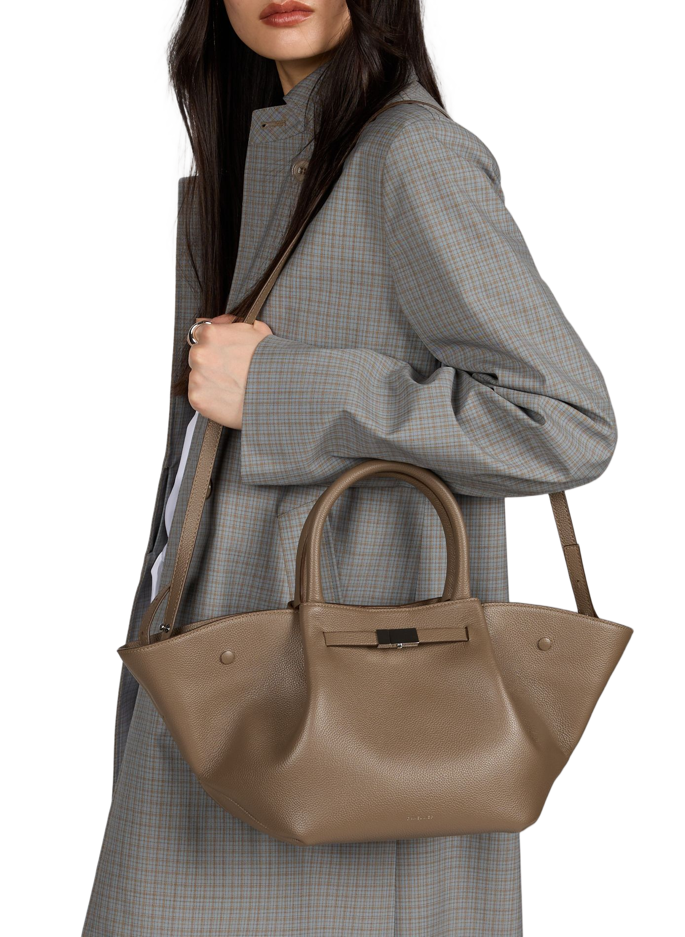 Gestreifter Ledertasche DEMELLIER LONDON Braun