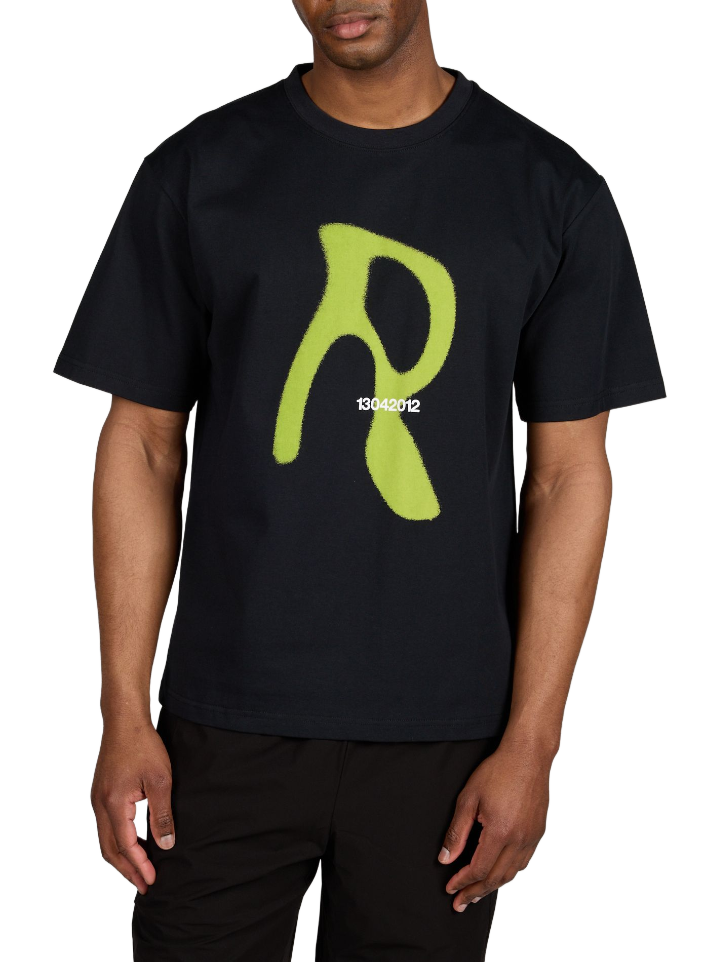 Round neck printed cotton T-shirt RAINS Black