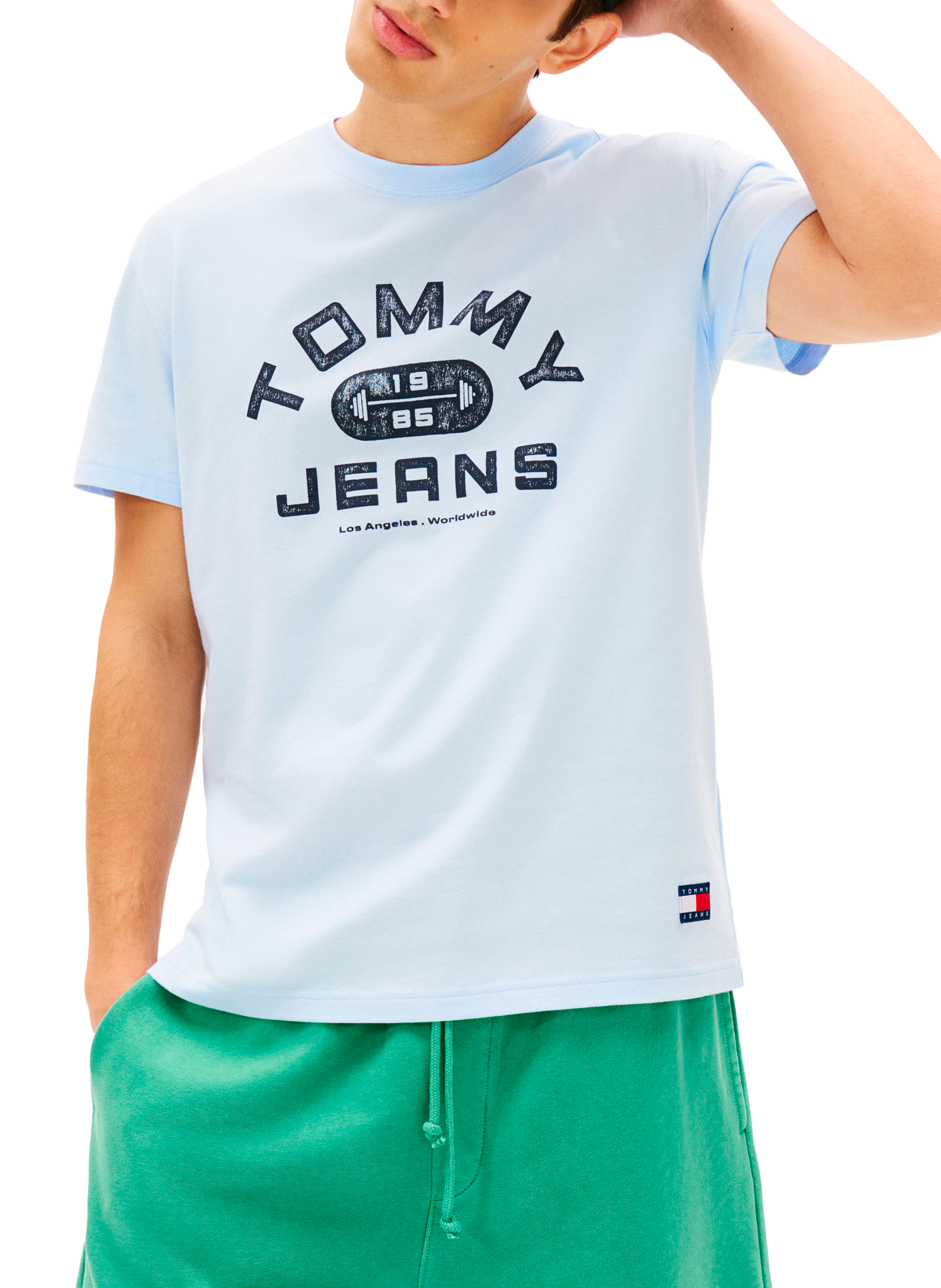 T-shirt droit imprimé en coton TOMMY HILFIGER Bleu