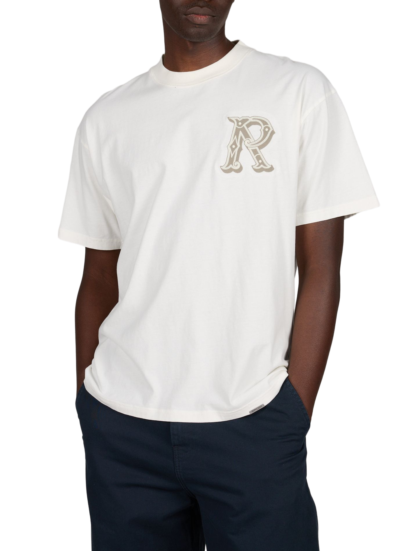 T-shirt brodé en coton REPRESENT Blanc