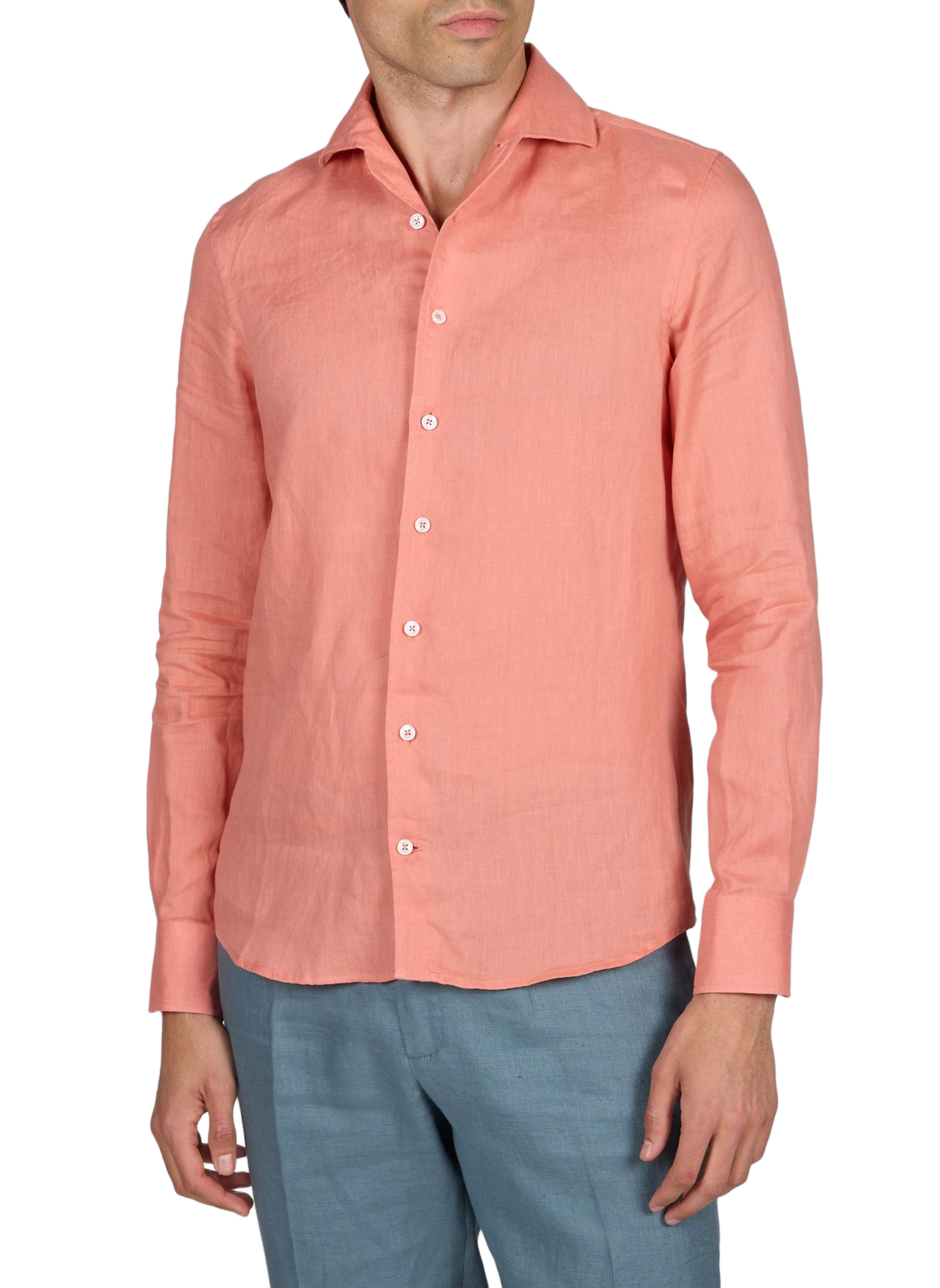 Chemise droite en lin AURELIEN Orange