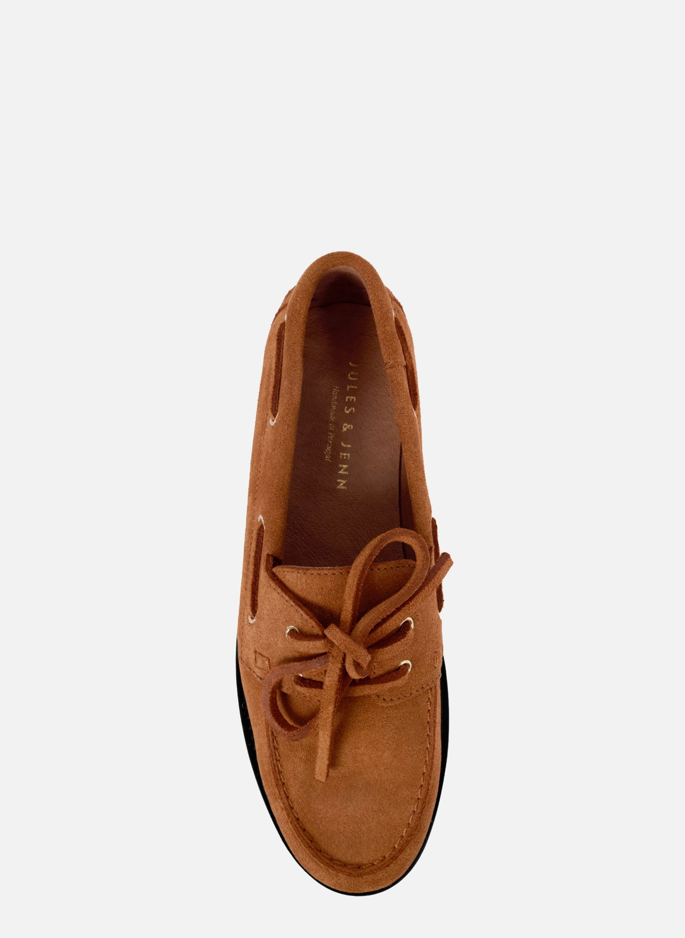 Mocassins bateau thelma cuir daim JULES & JENN Marron