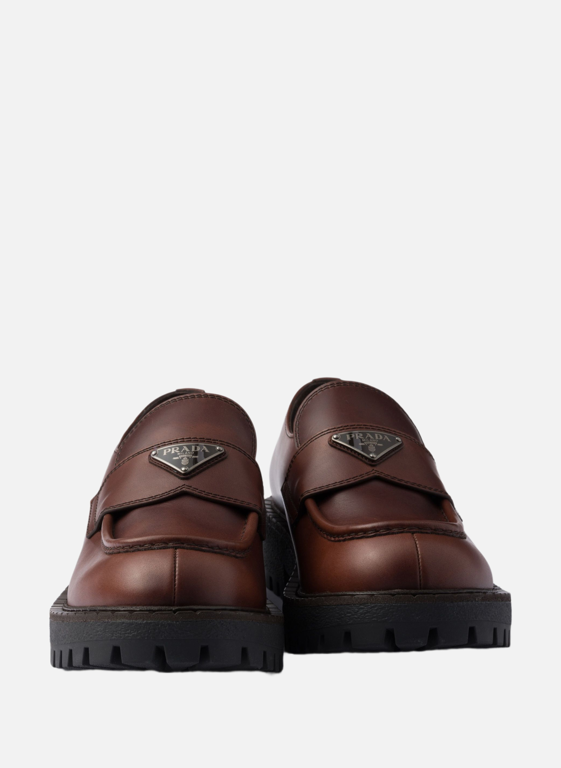 Mocassins en cuir PRADA Marron