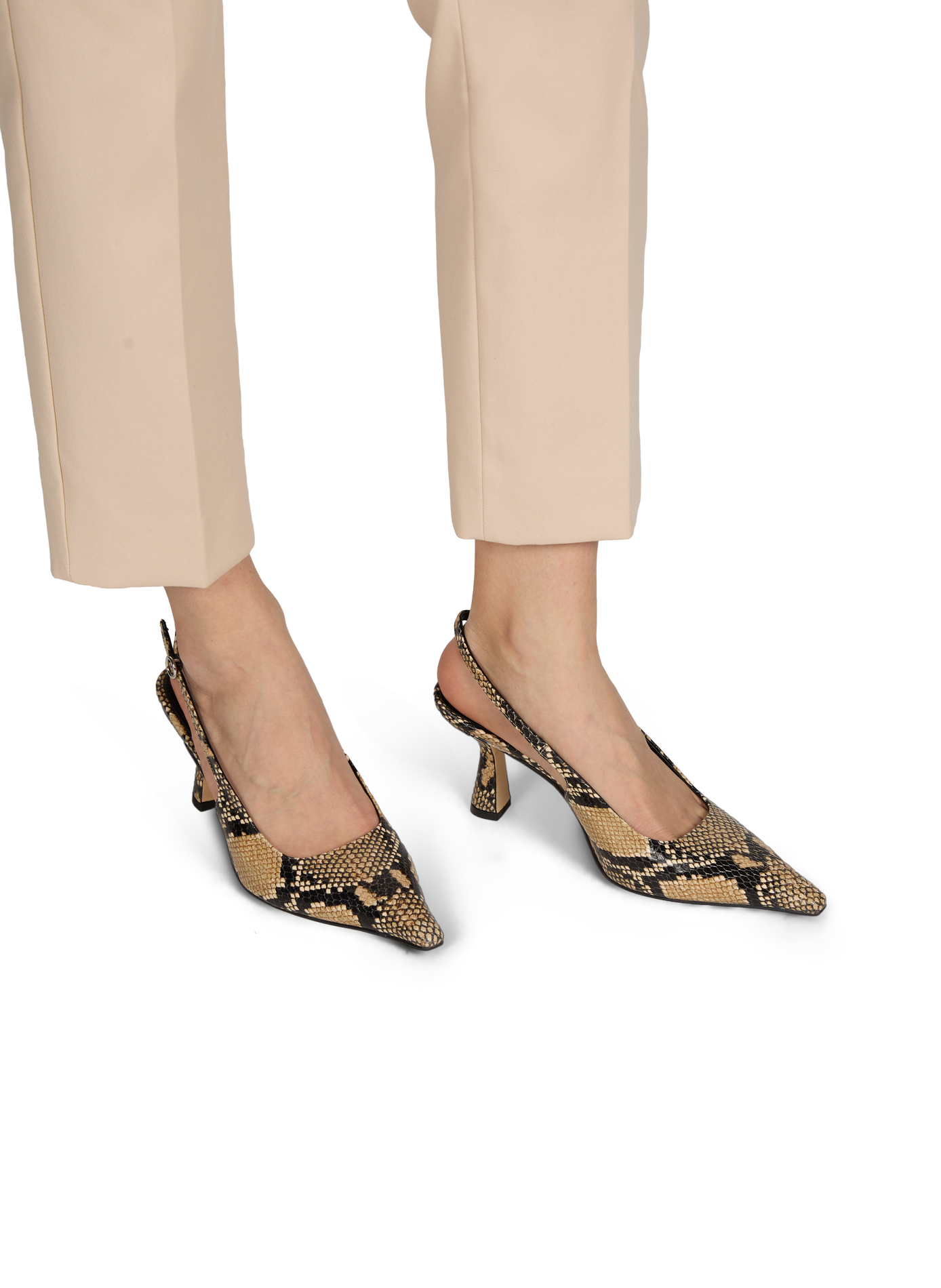 Snake print leather Fernanda sling-back Multicolour