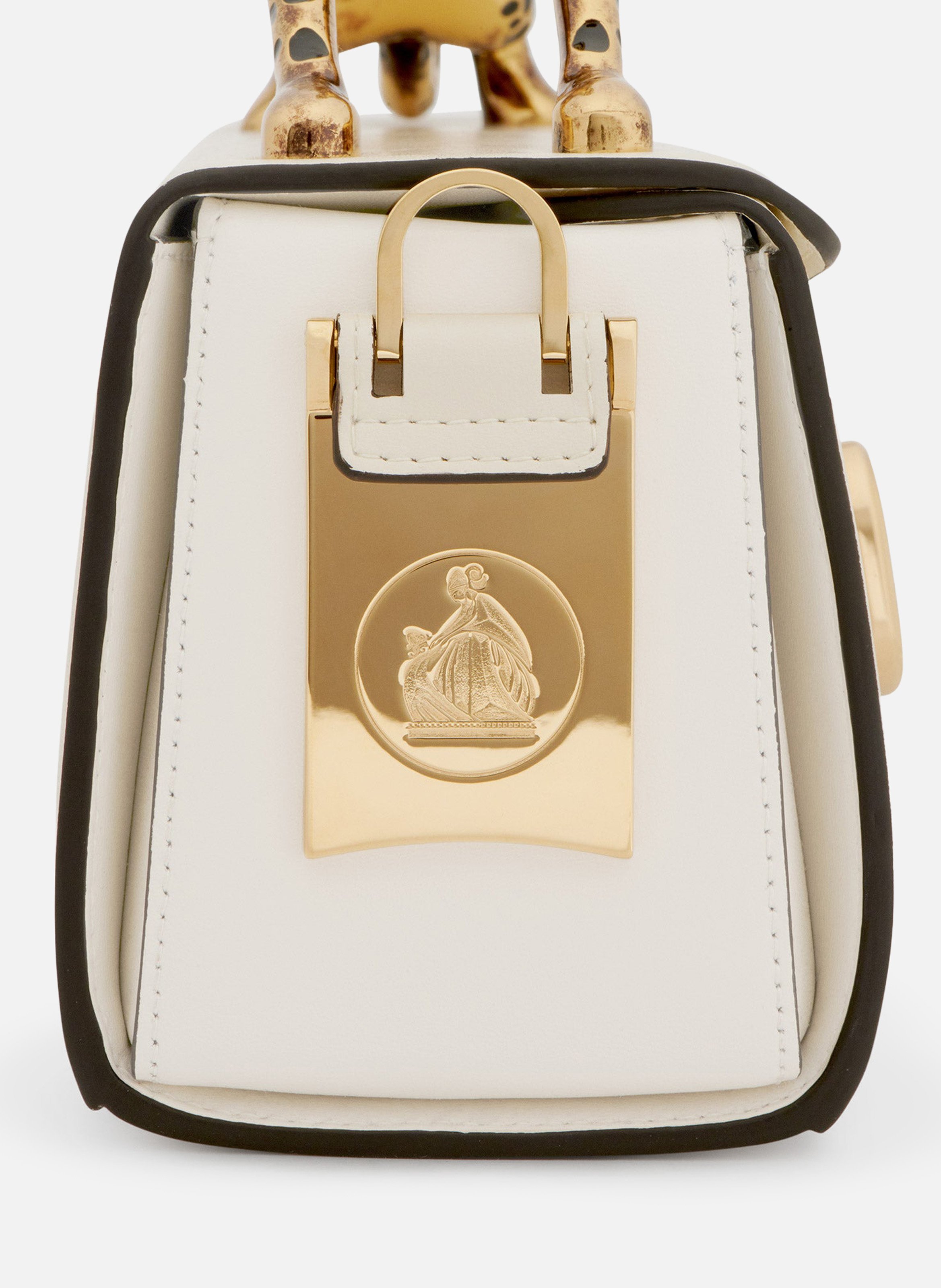 Sac pencil cat en cuir brillant et strass LANVIN Blanc