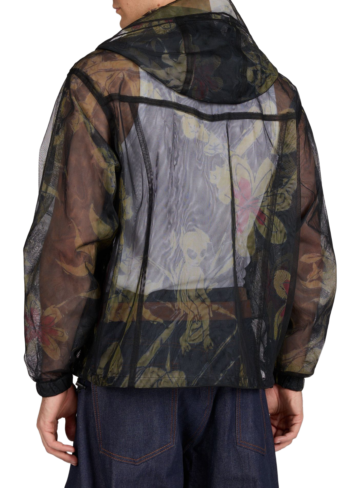 Oversized floral transparent hooded jacket ANDERSSON BELL Black