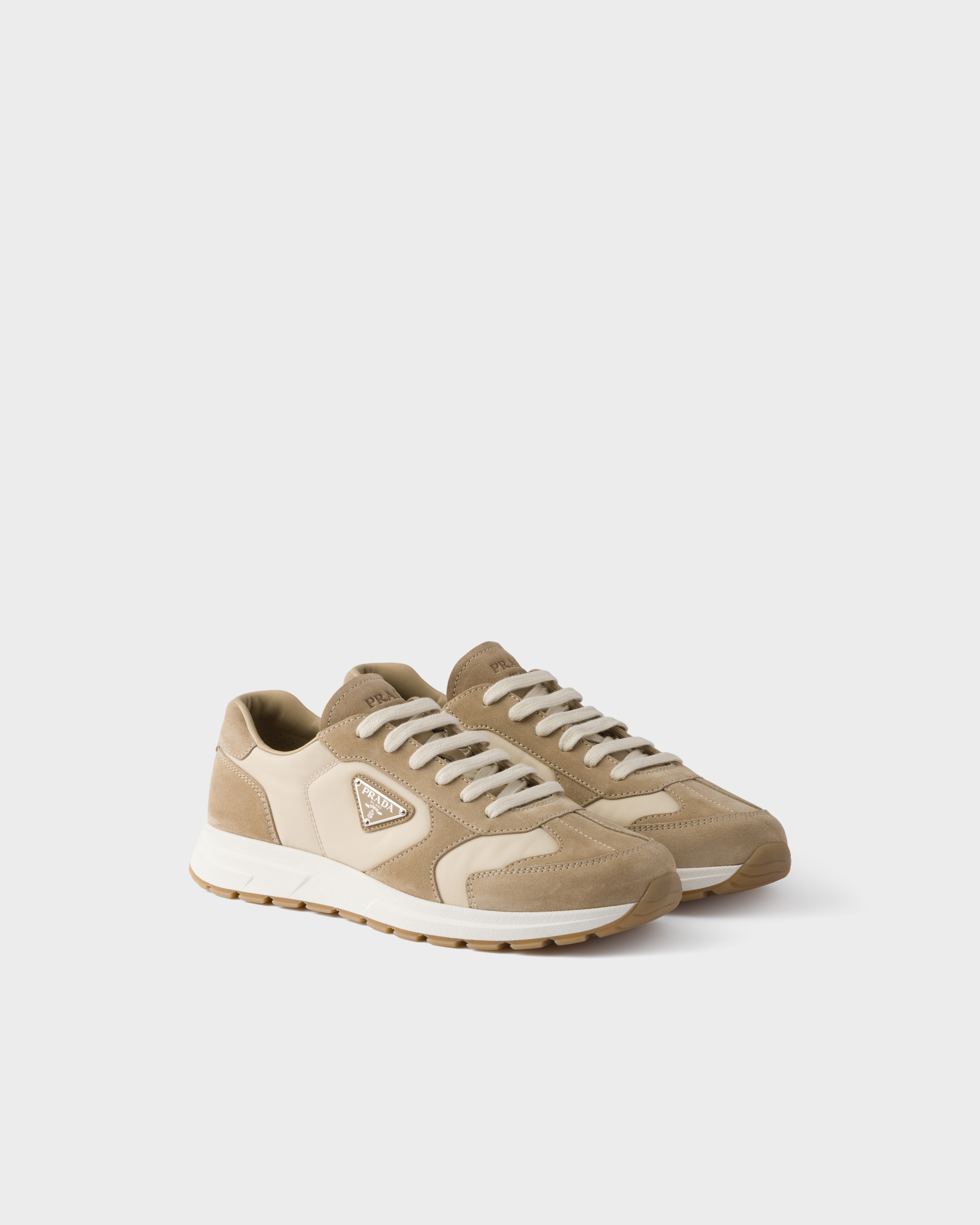 Sneakers prax en daim et re-nylon PRADA Beige