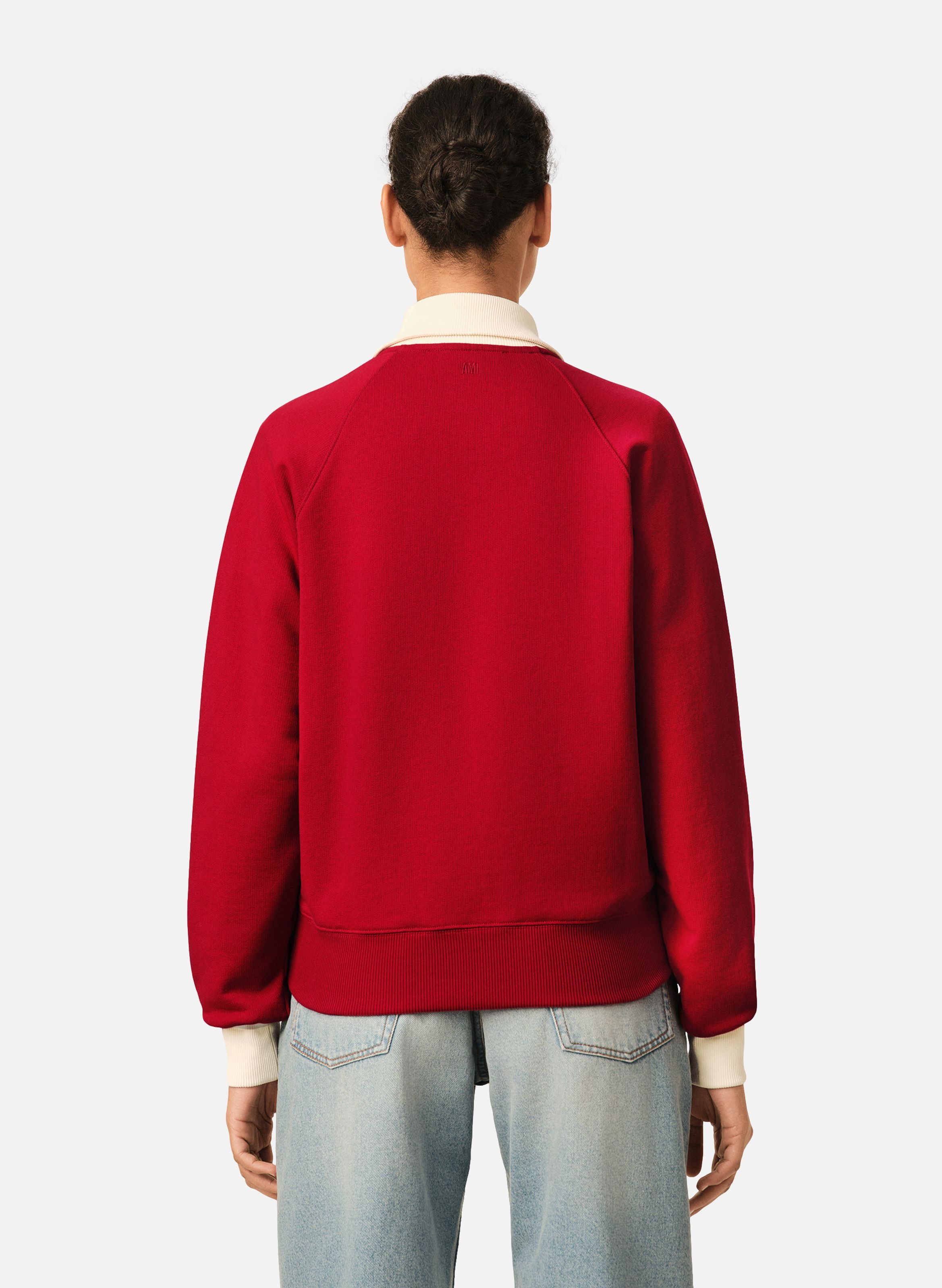 Sweatshirt zippé unisexe en coton ami de coeur AMI PARIS Rouge