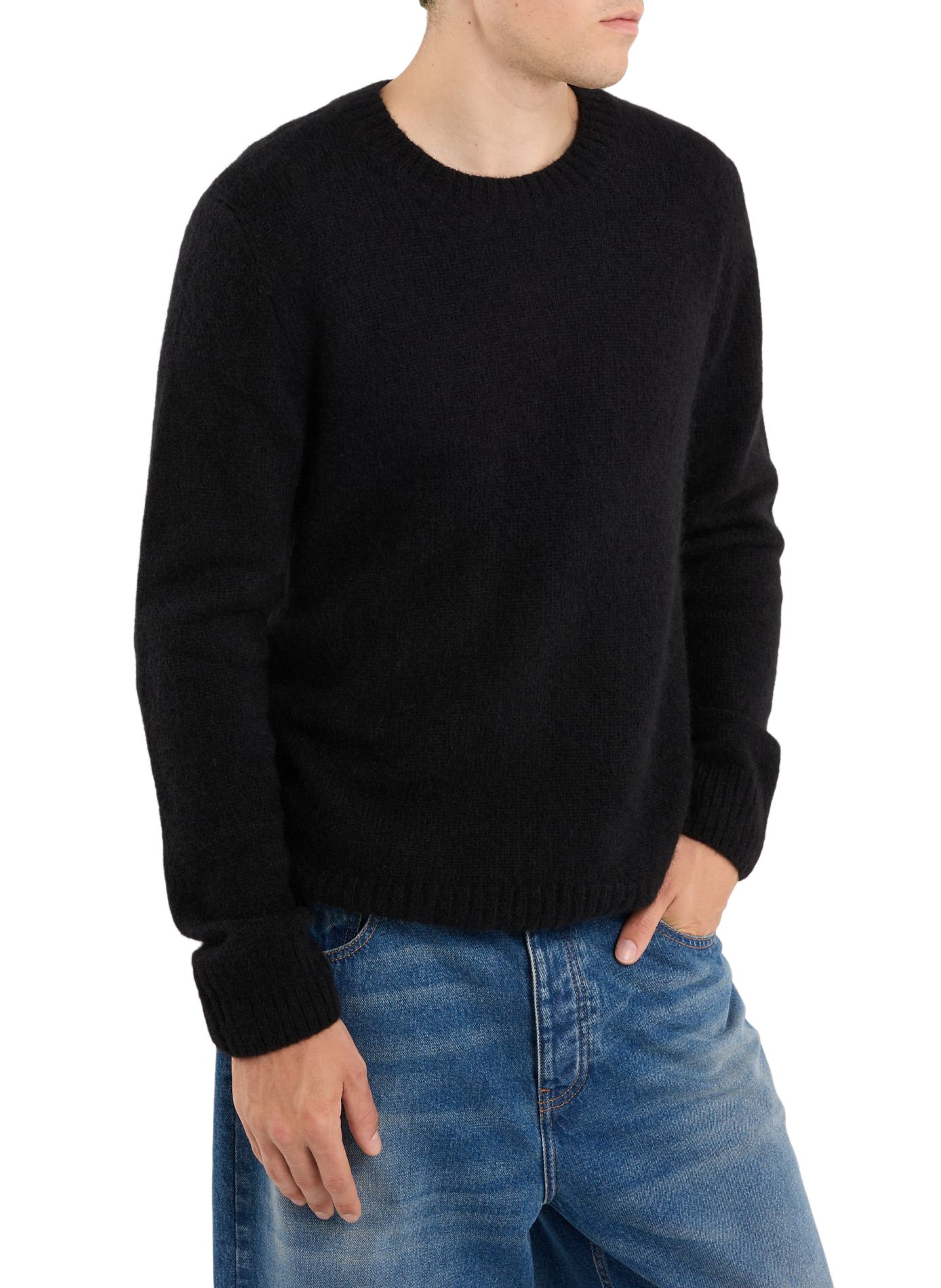 Round neck alpaca blend sweater SAISON 1865 Black
