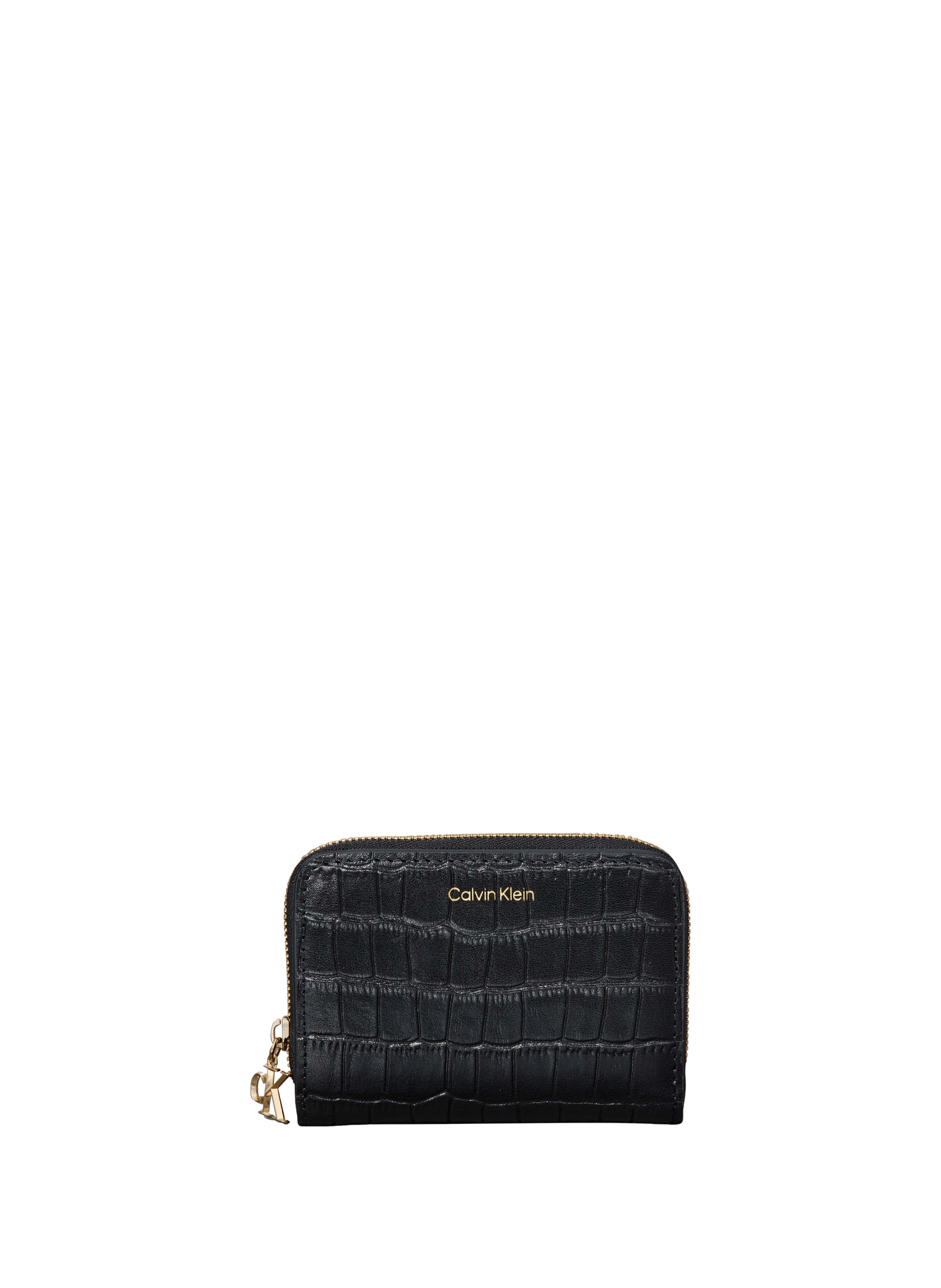 Medium croc-embossed leather zip-around wallet CALVIN KLEIN Black