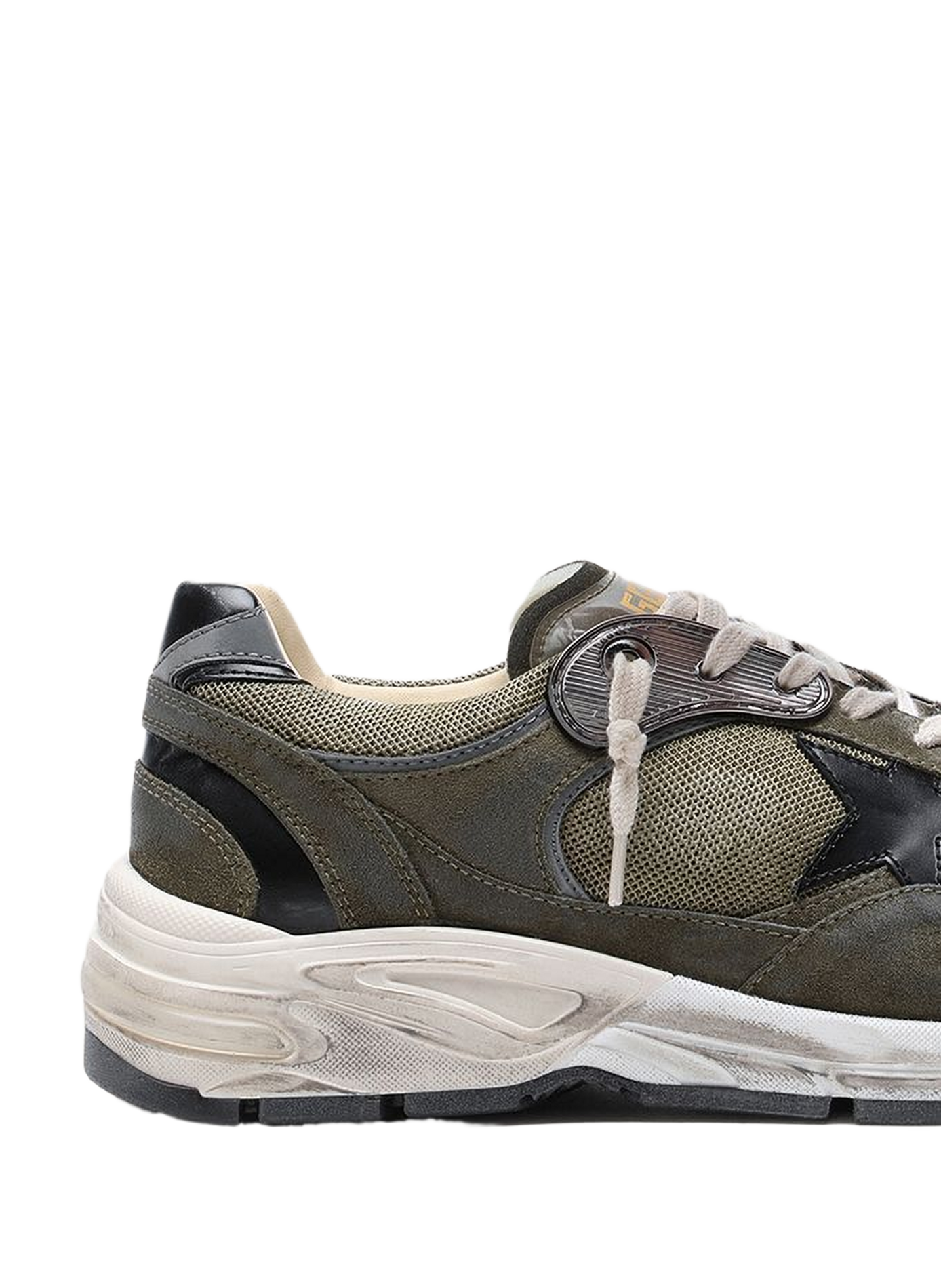 Mixed leather low-top sneakers GOLDEN GOOSE Khaki