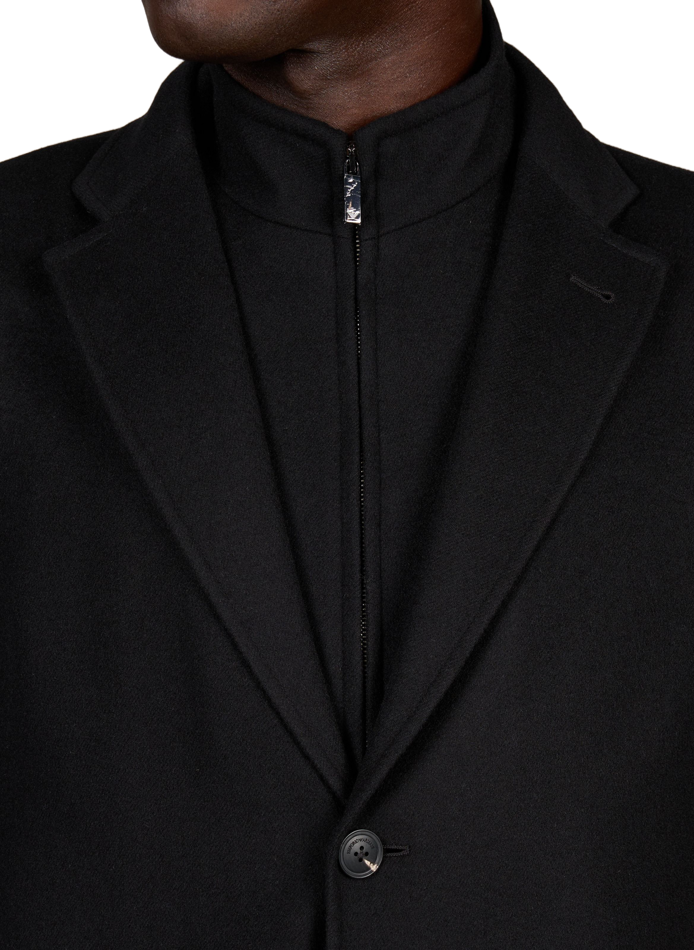 Veste légère droite en laine et cachemire EMPORIO ARMANI Noir