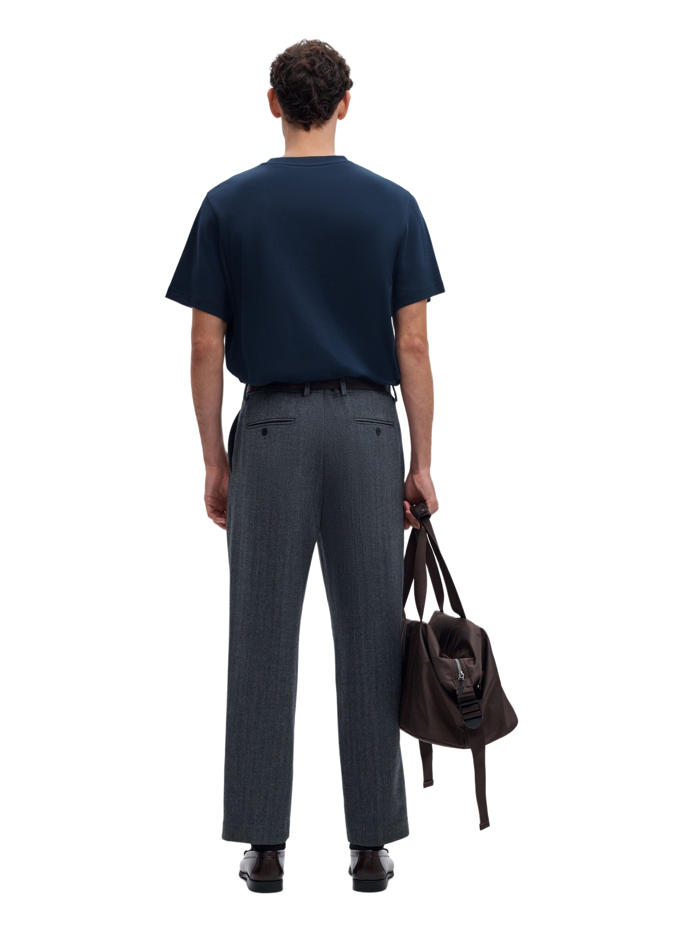 Gerader Baumwoll-T-Shirt SELECTED Blau