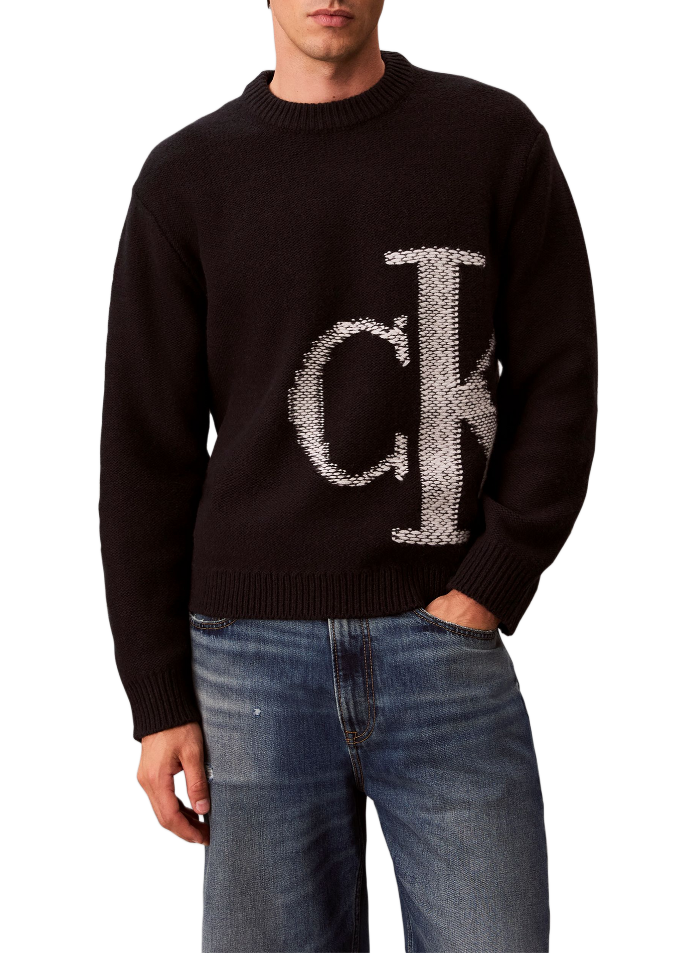 Organic cotton round-neck jumper CALVIN KLEIN Black