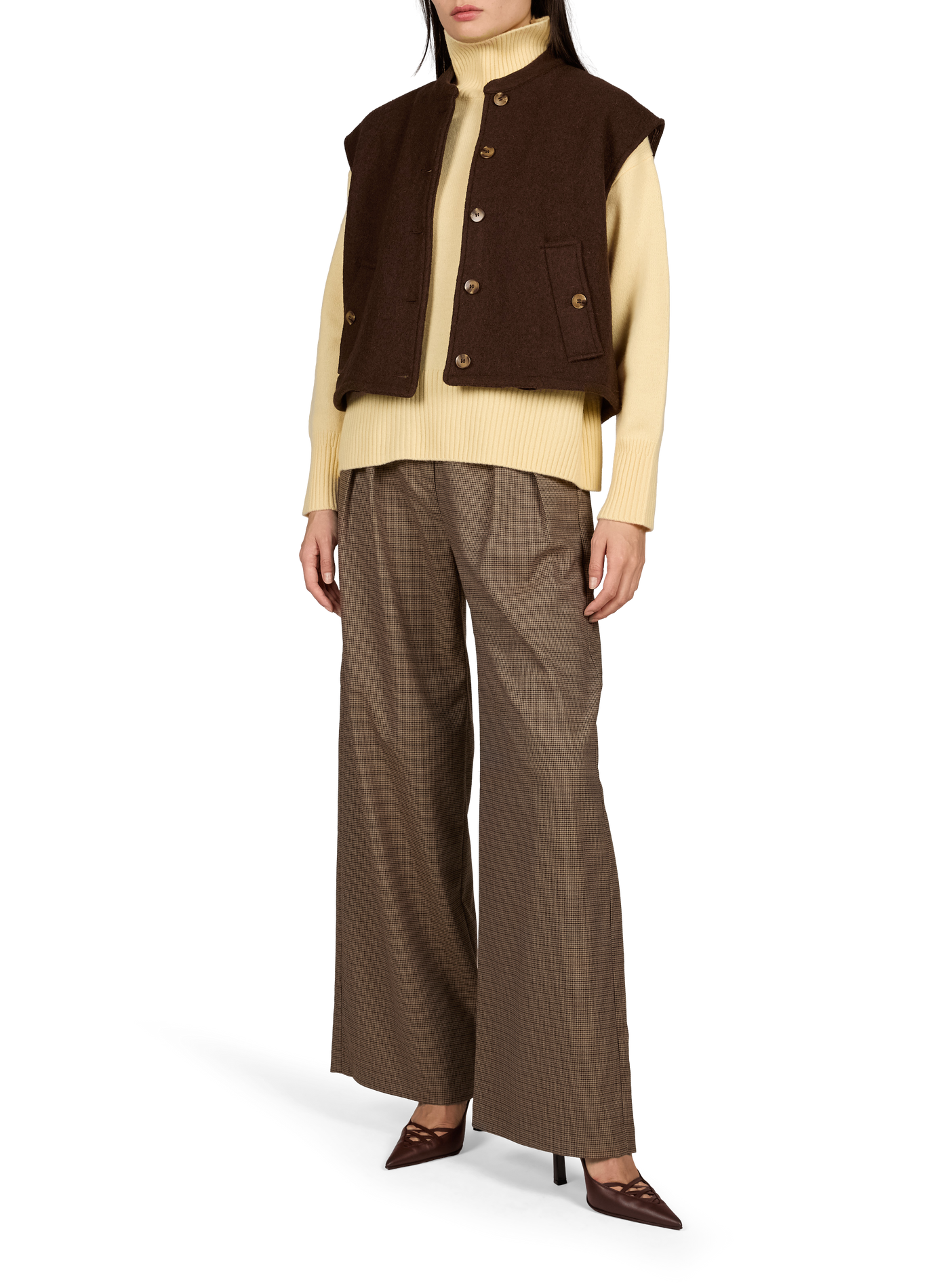 Gerade geschnittene ärmellose Jacke aus Wolle GARANCE Braun