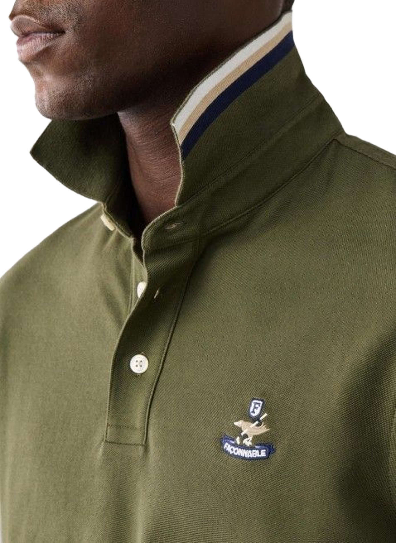 Long-sleeved cotton polo shirt FACONNABLE Khaki