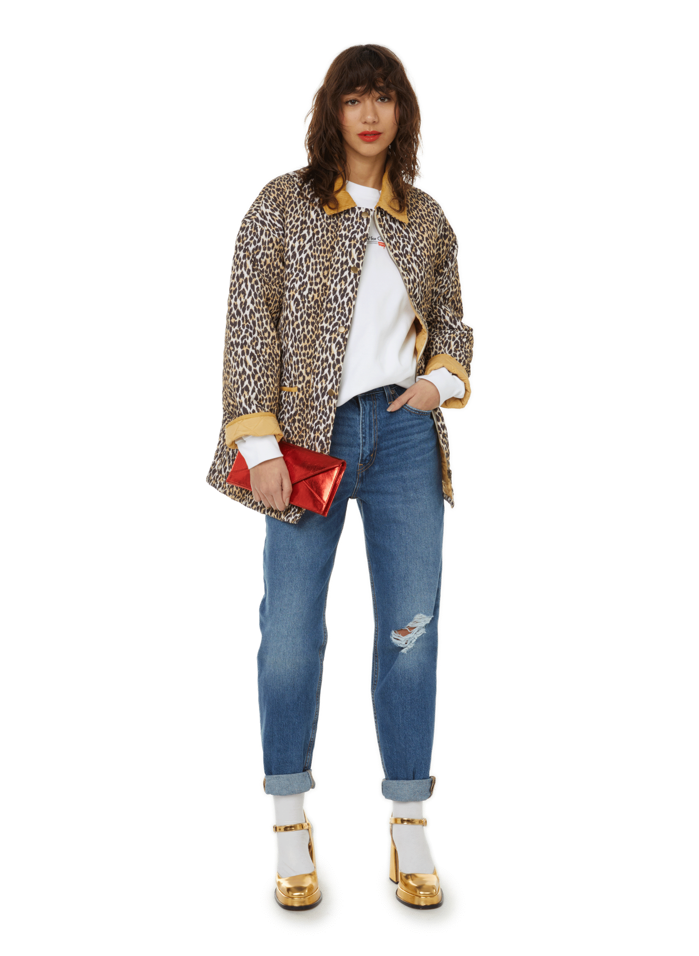 Pochette en cuir métallisé SAISON 1865 Rouge