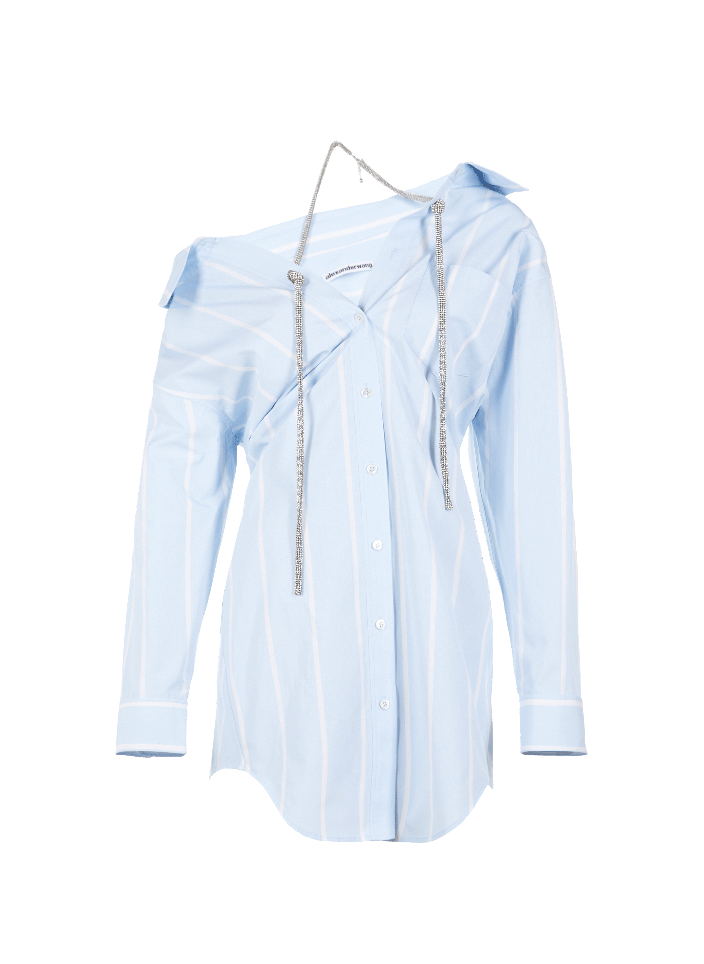 Robe chemise à strass en popeline