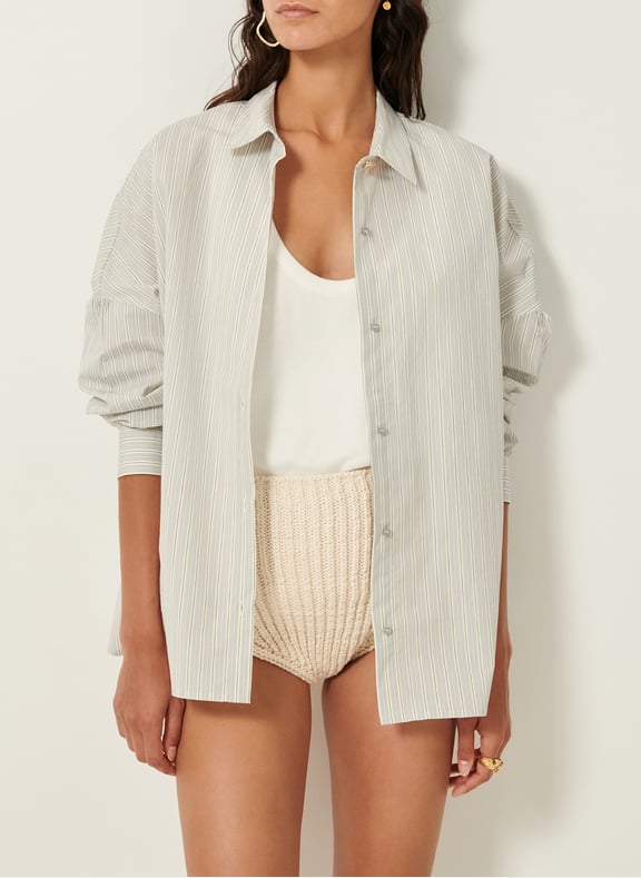 Chemise col classique en coton mélangé rohmer Gris by SESSUN SESSUN Chemise col classique en coton mélangé rohmer Gris