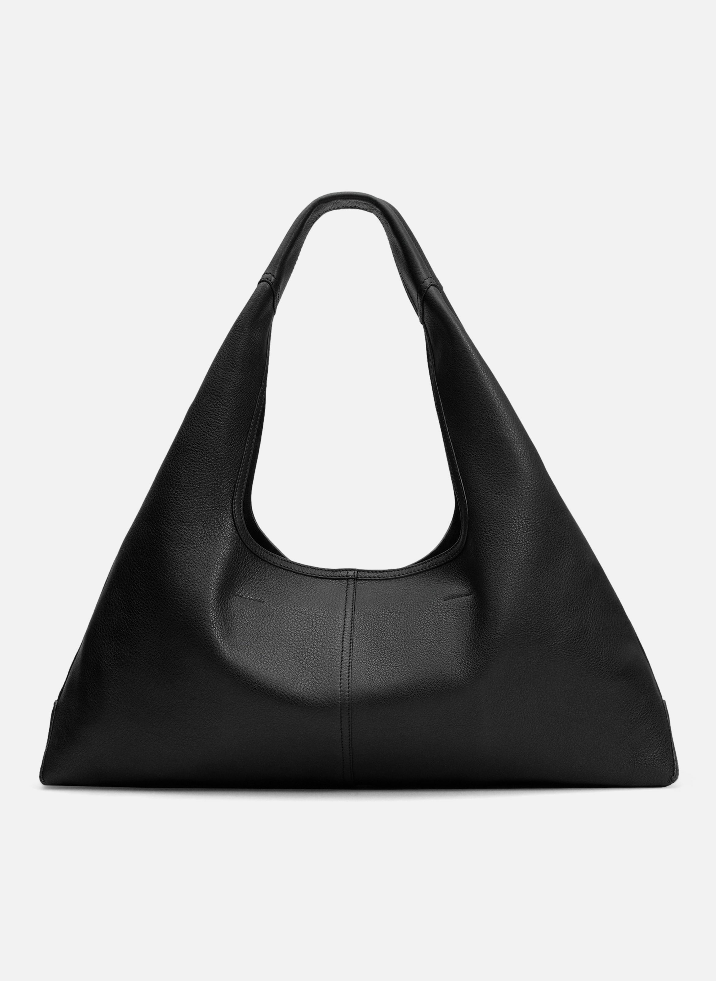 Sac porté epaule etienne en cuir souple unisexe AMI PARIS Noir