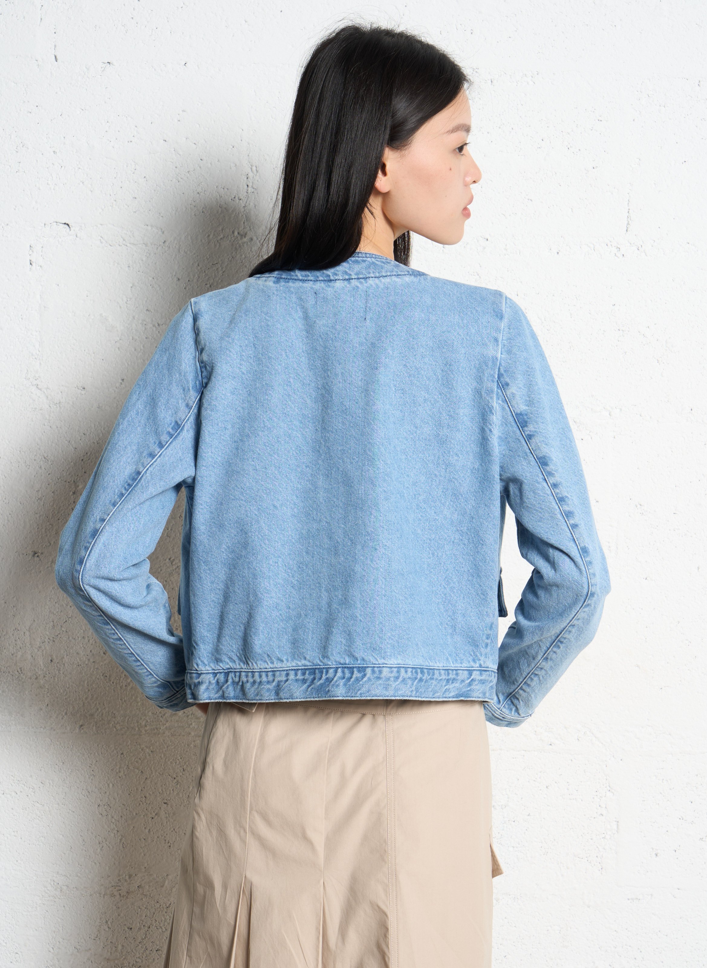 Veste en jean droite en coton IKKS Bleu