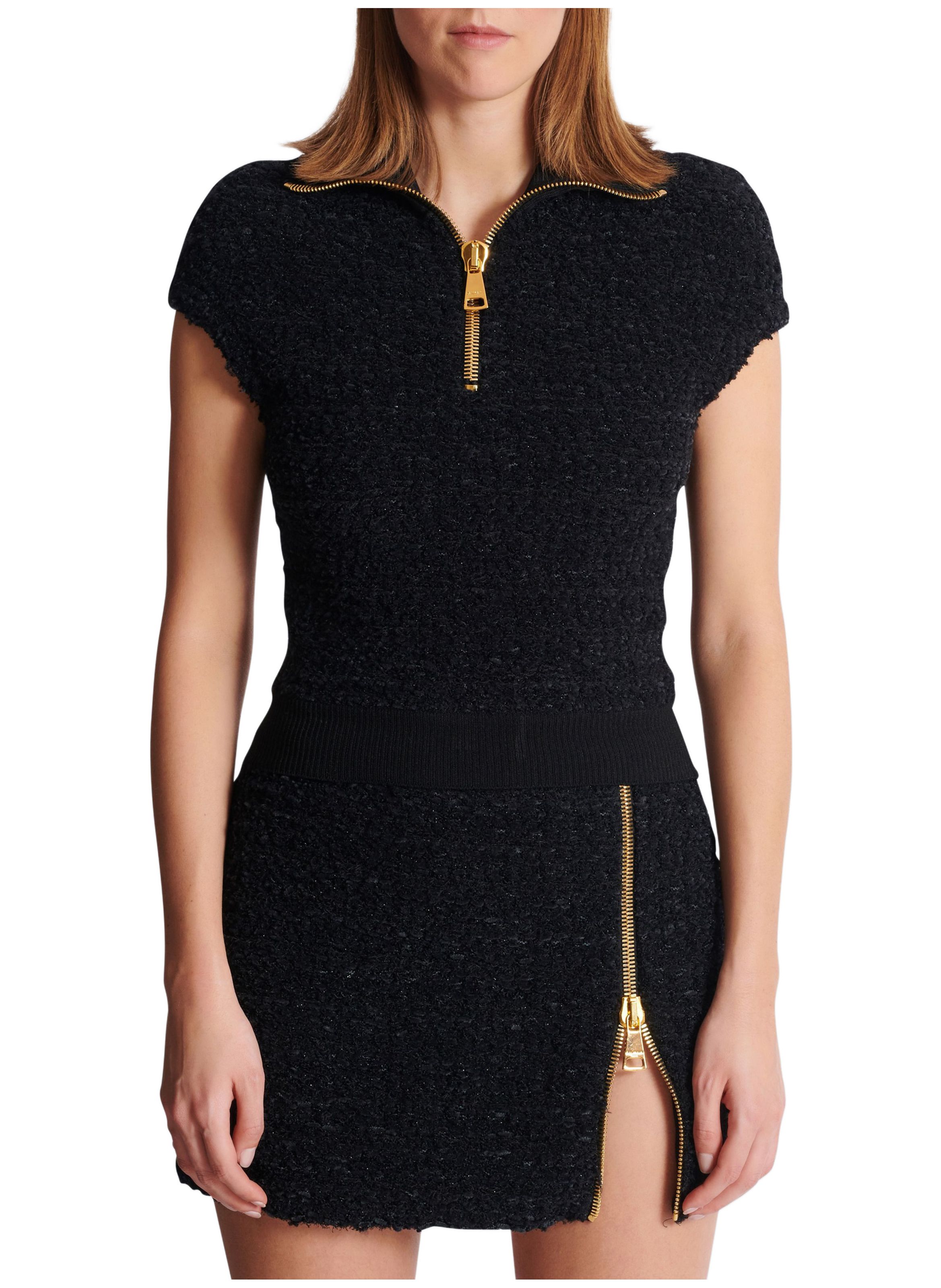 Top en tweed BALMAIN Noir