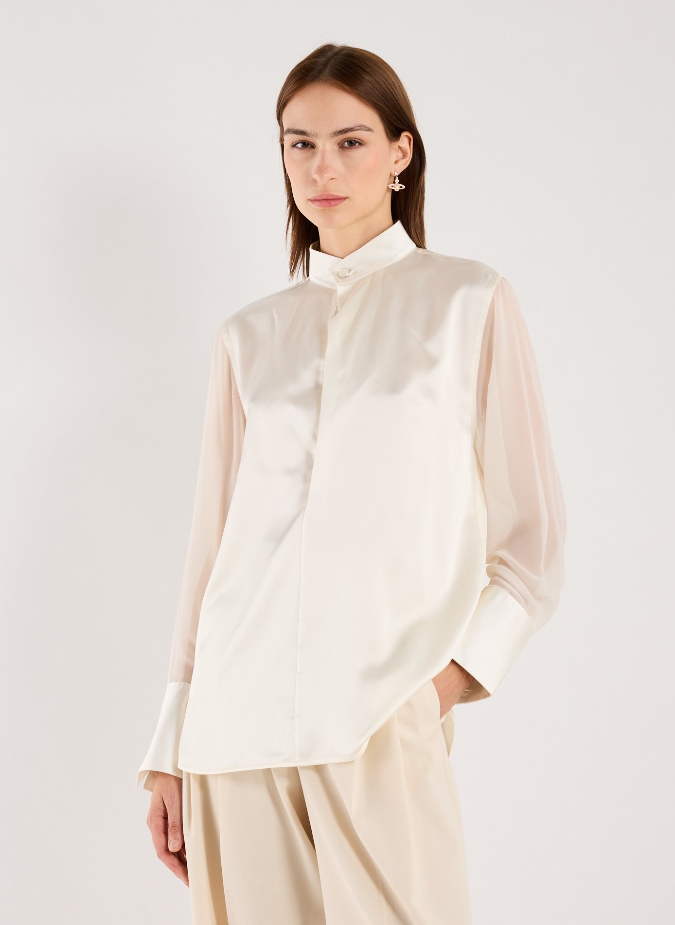 Casual silk blouse with cowl neck HELMUT LANG White