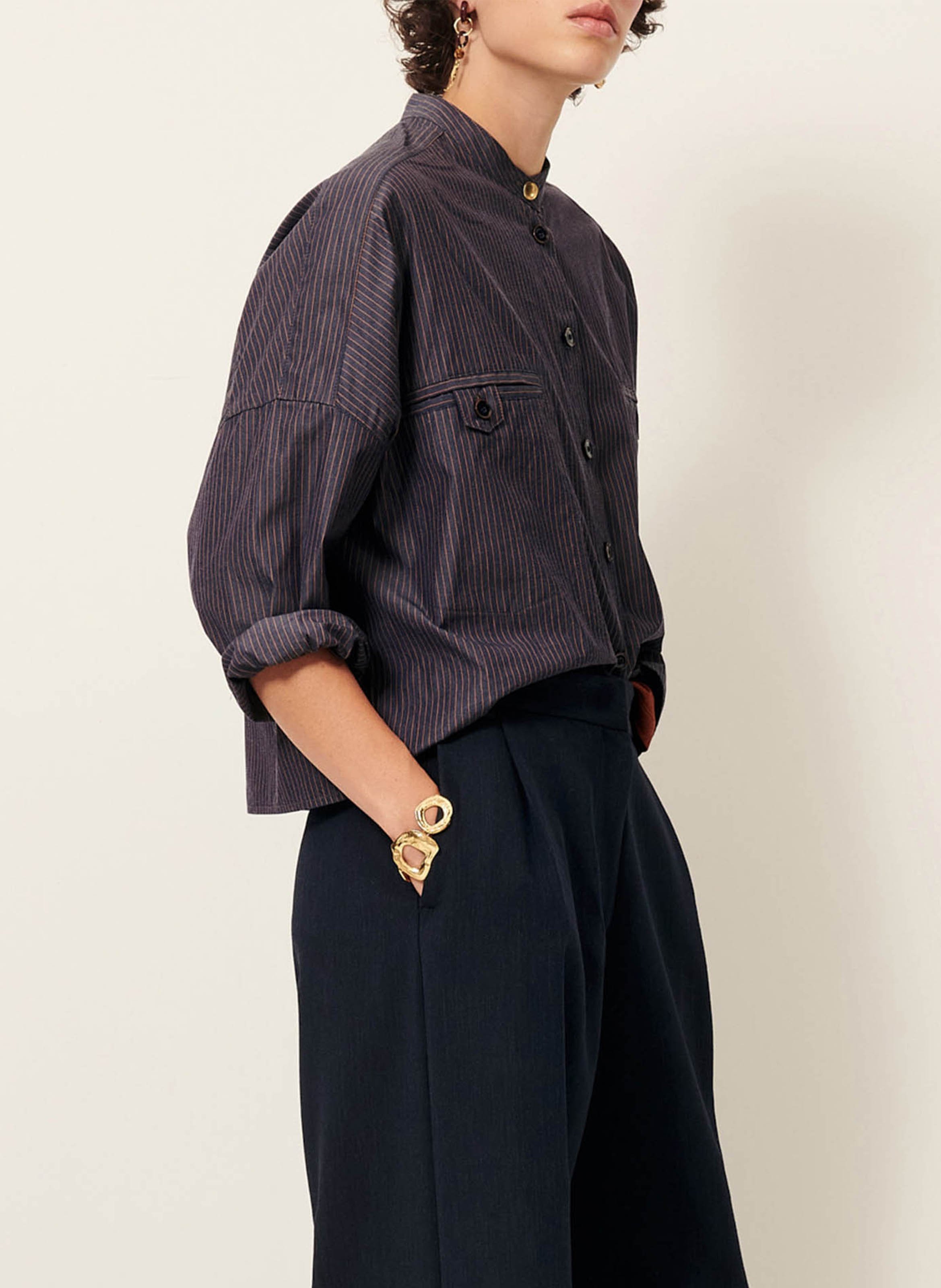 Chemise oversize en coton rayé orregia SESSUN Bleu