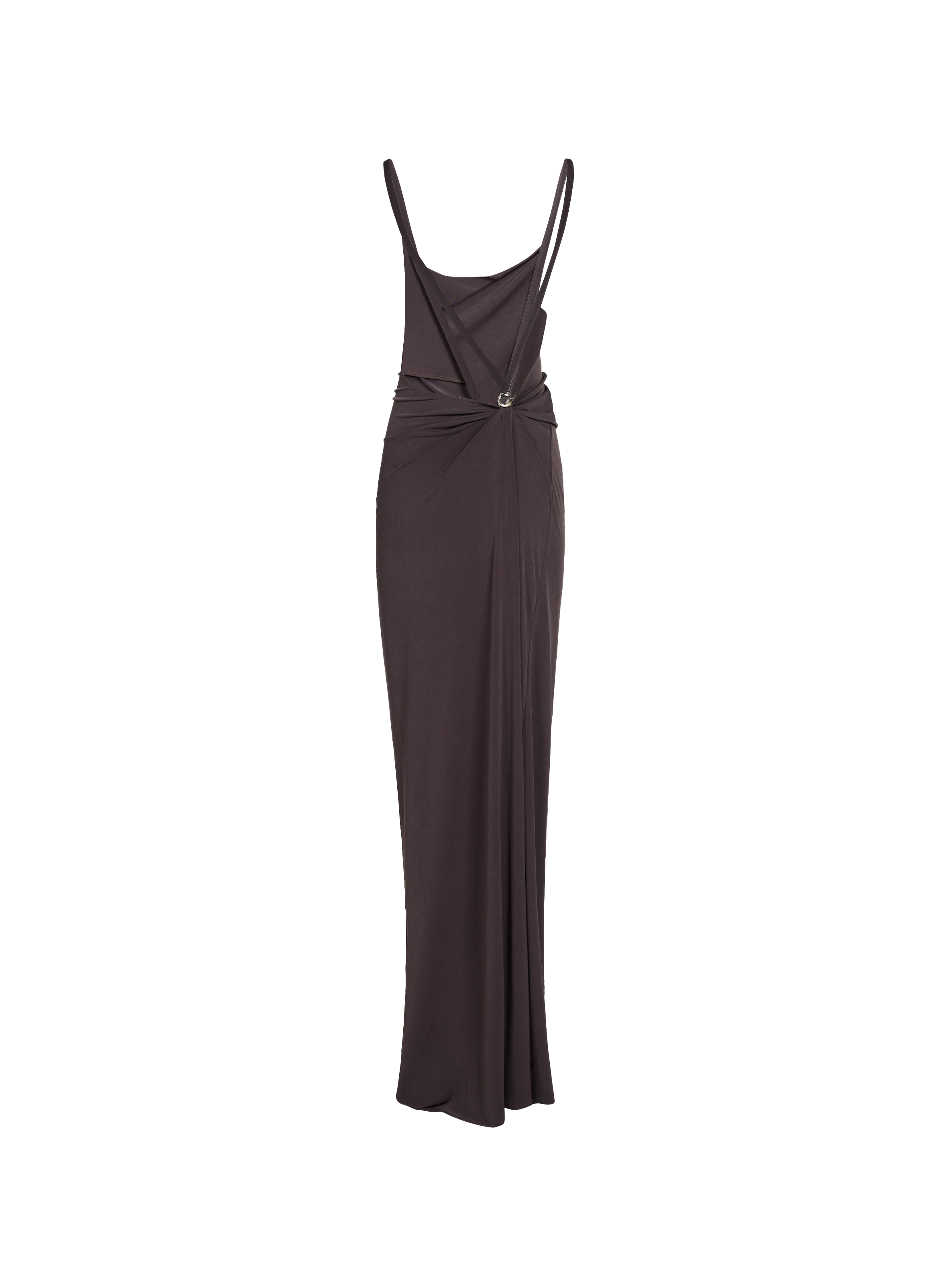 Draped C-Logo Long Bénitier Dress COPERNI Brown