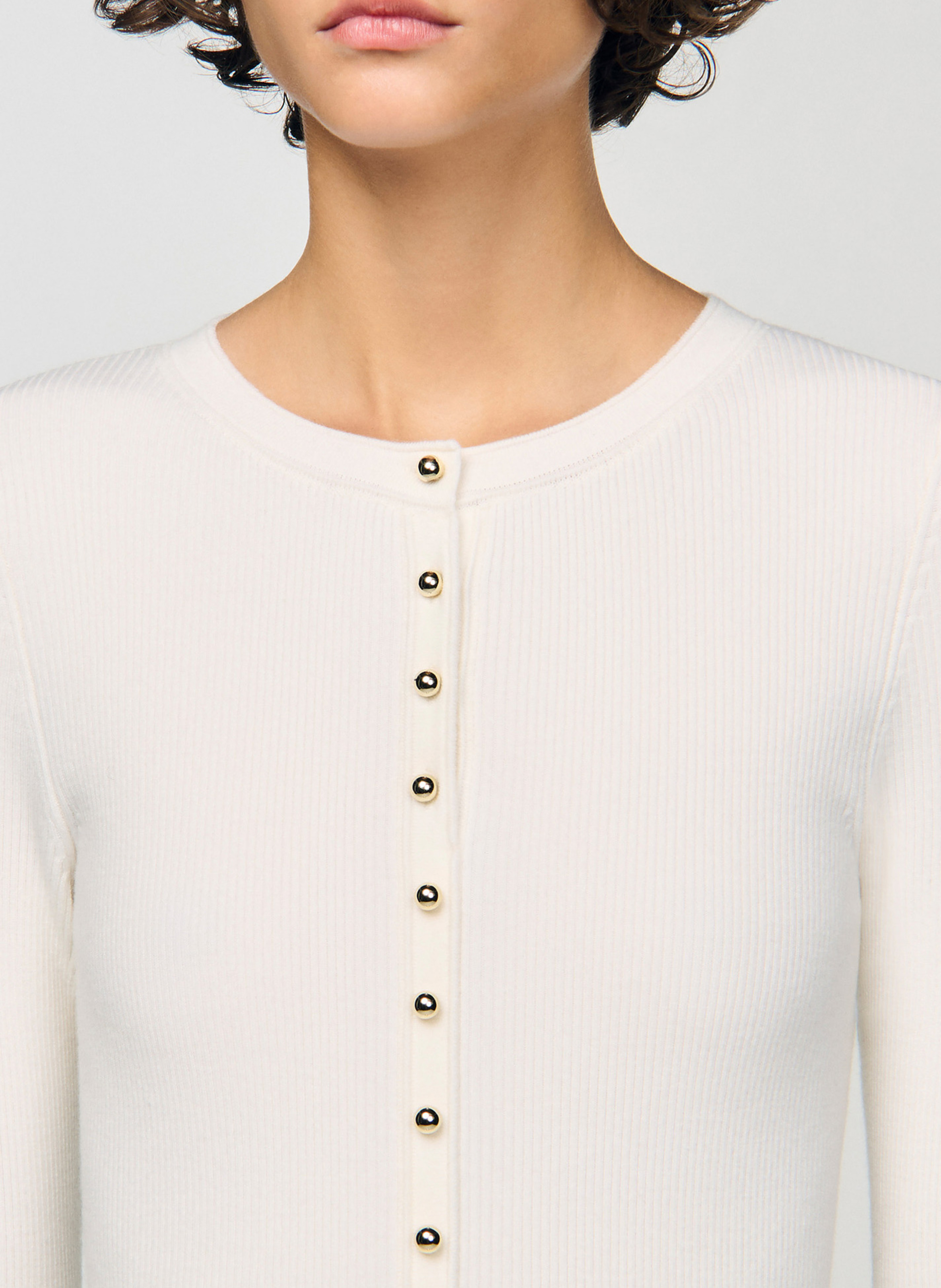 Robe courte col rond SANDRO Blanc