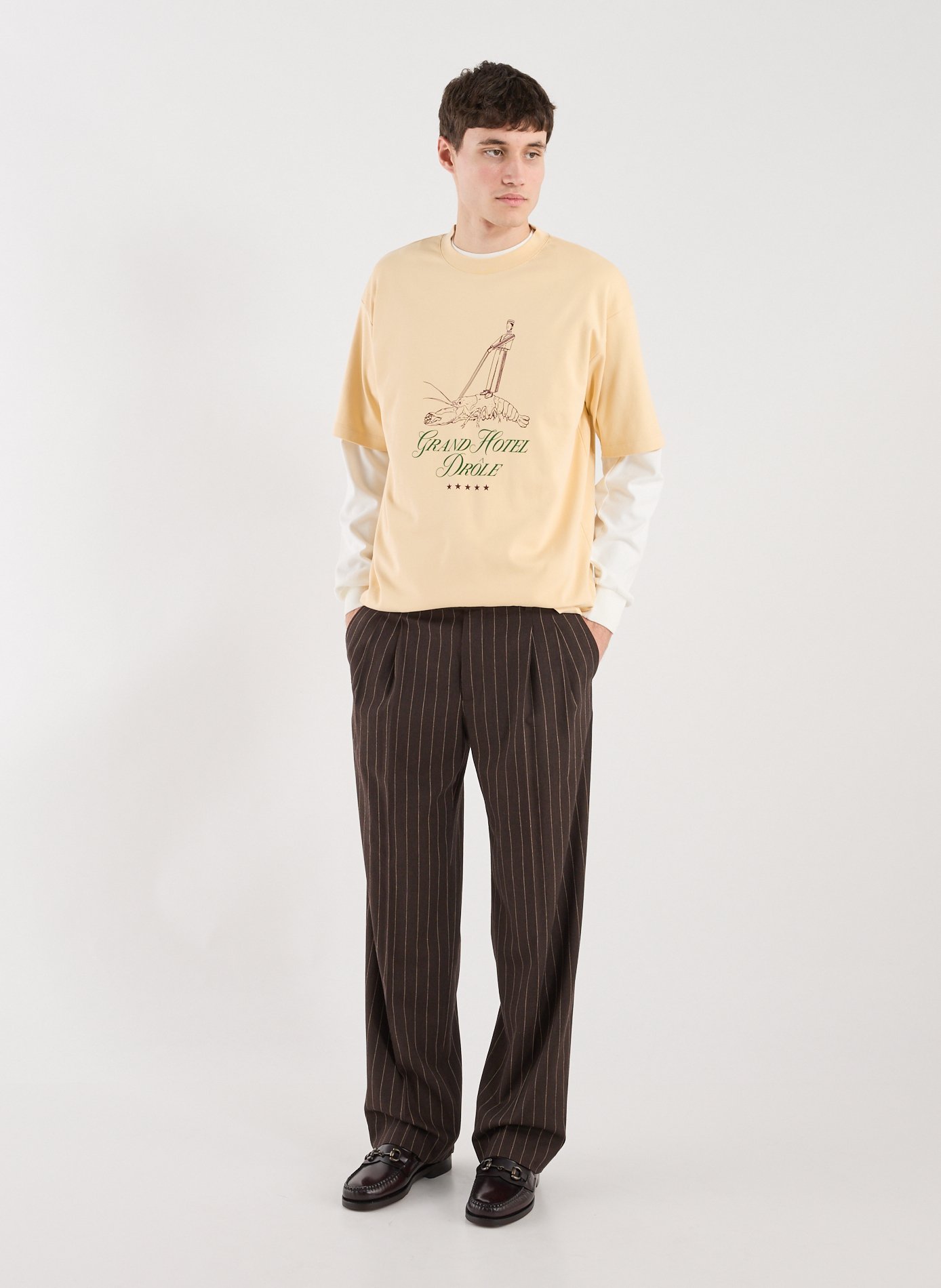 T-Shirt ample imprimé en coton DROLE DE MONSIEUR Beige