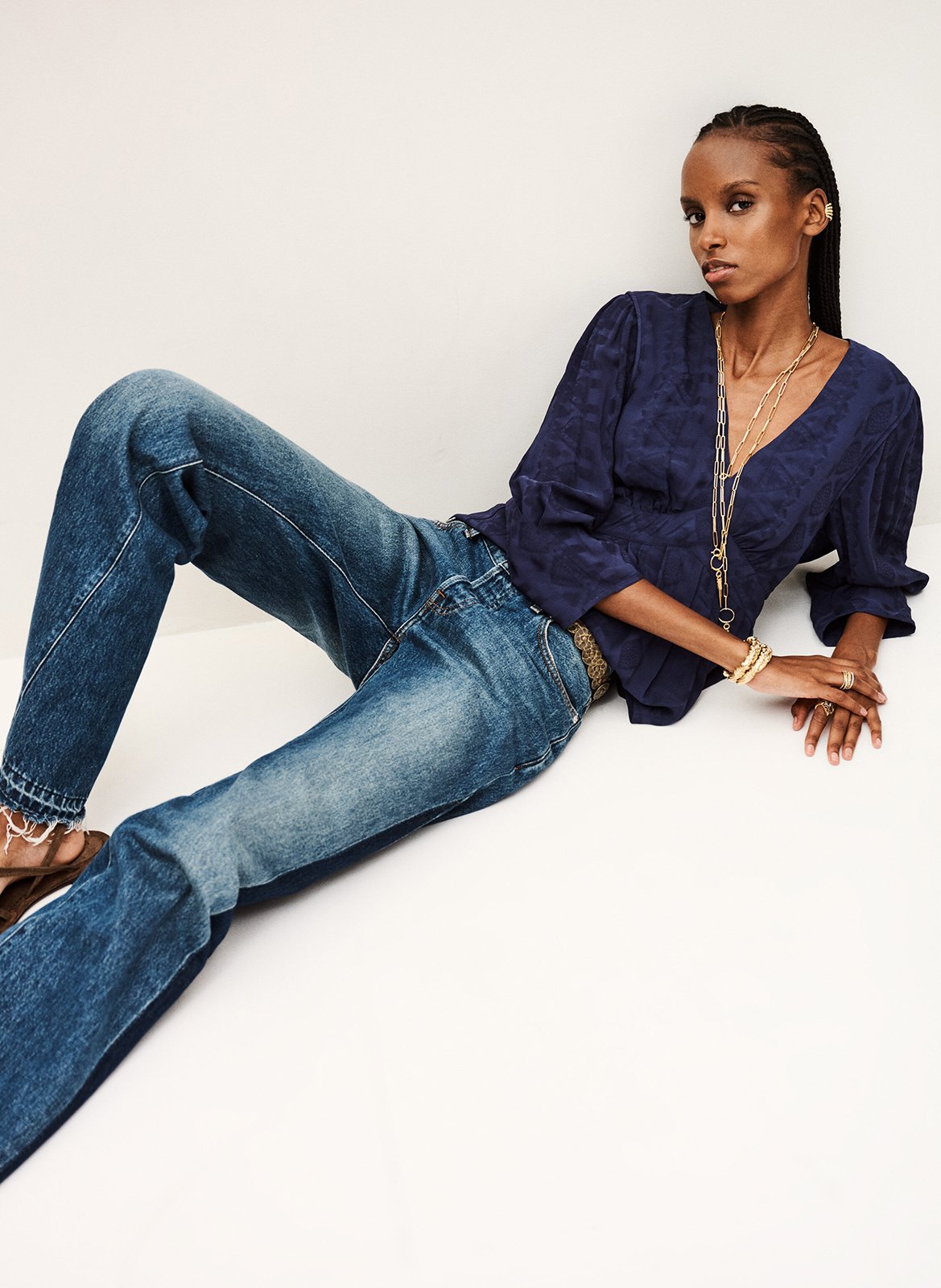 Top col v en jacquard idol BA&SH Bleu