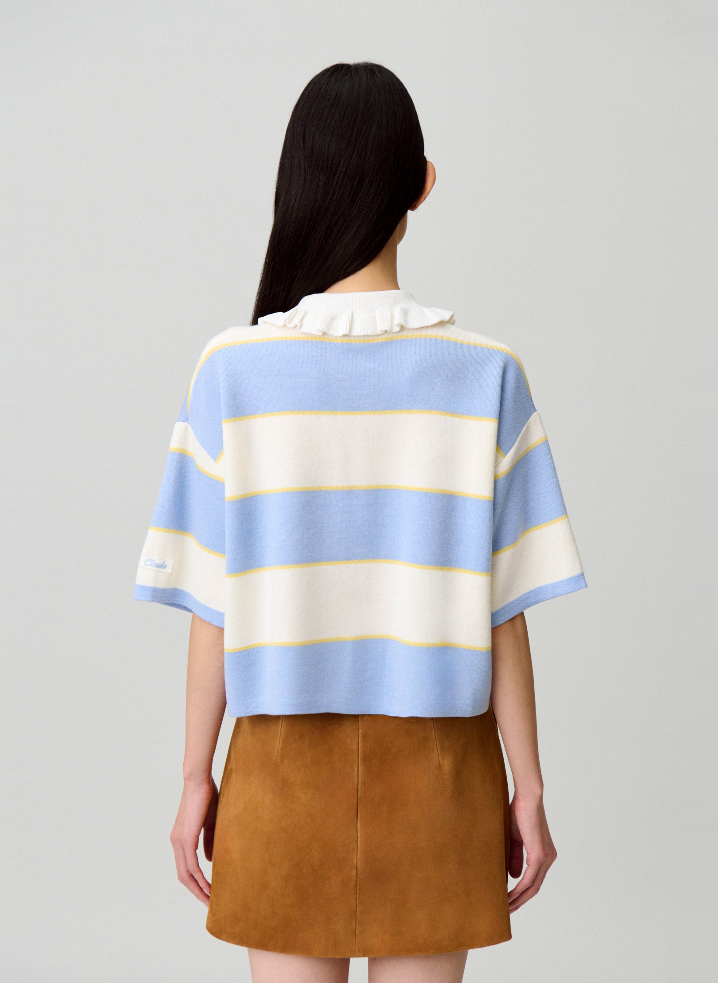 Pull col claudine en laine mélangée CLAUDIE PIERLOT Bleu