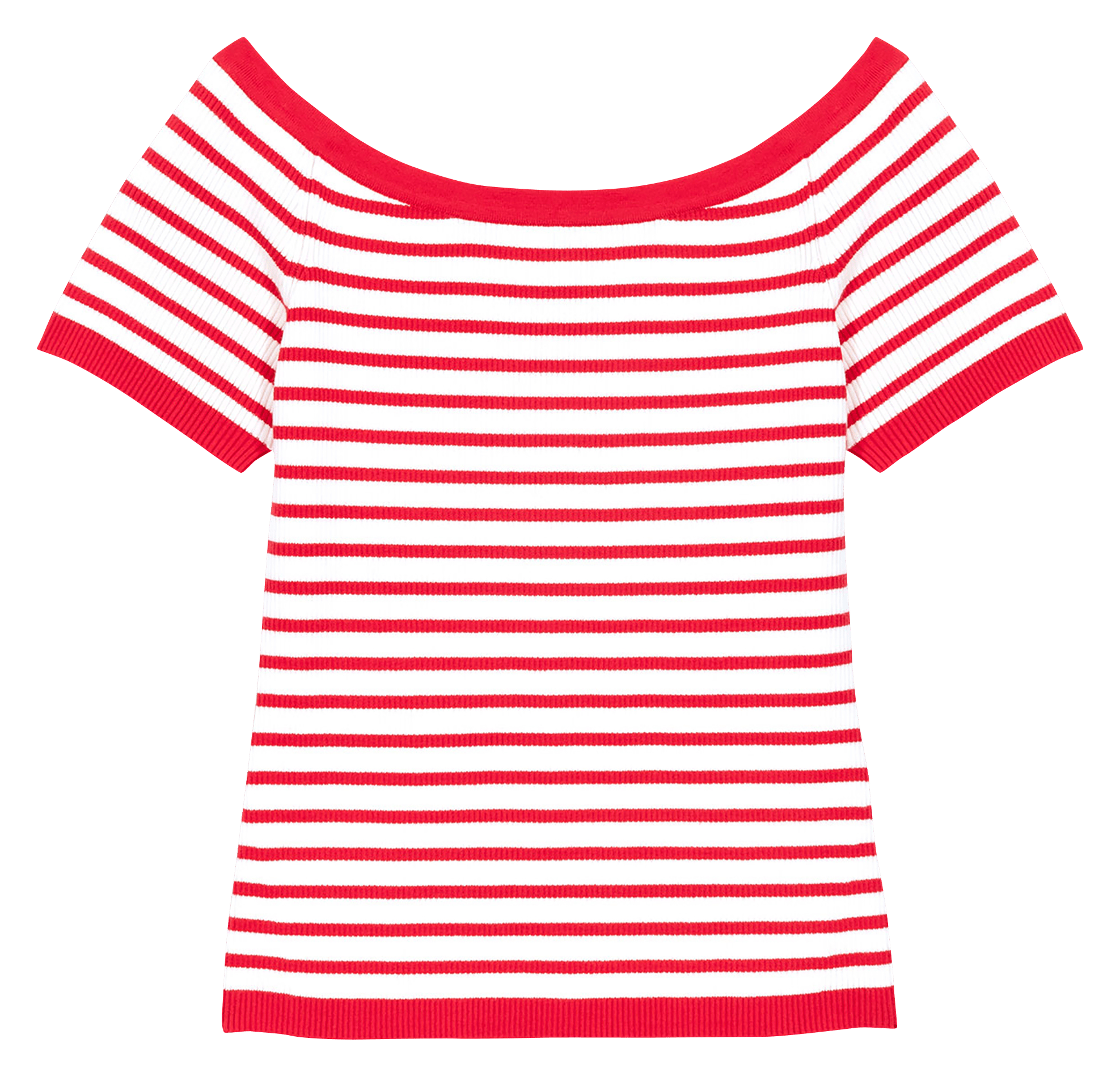 Tee-shirt col bateau à rayures MAJE Rouge
