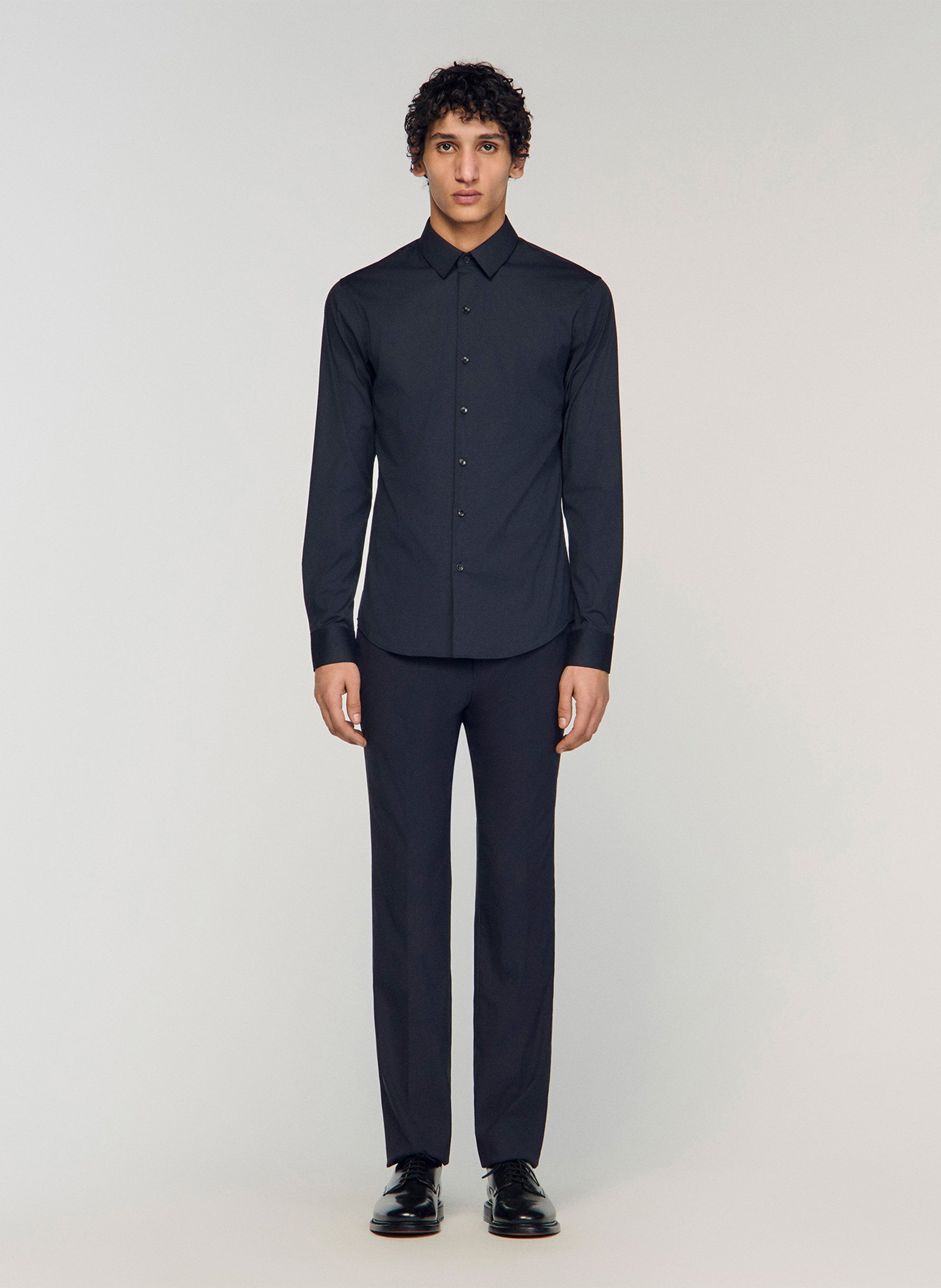 Chemise slim-fit en coton stretch SANDRO Bleu