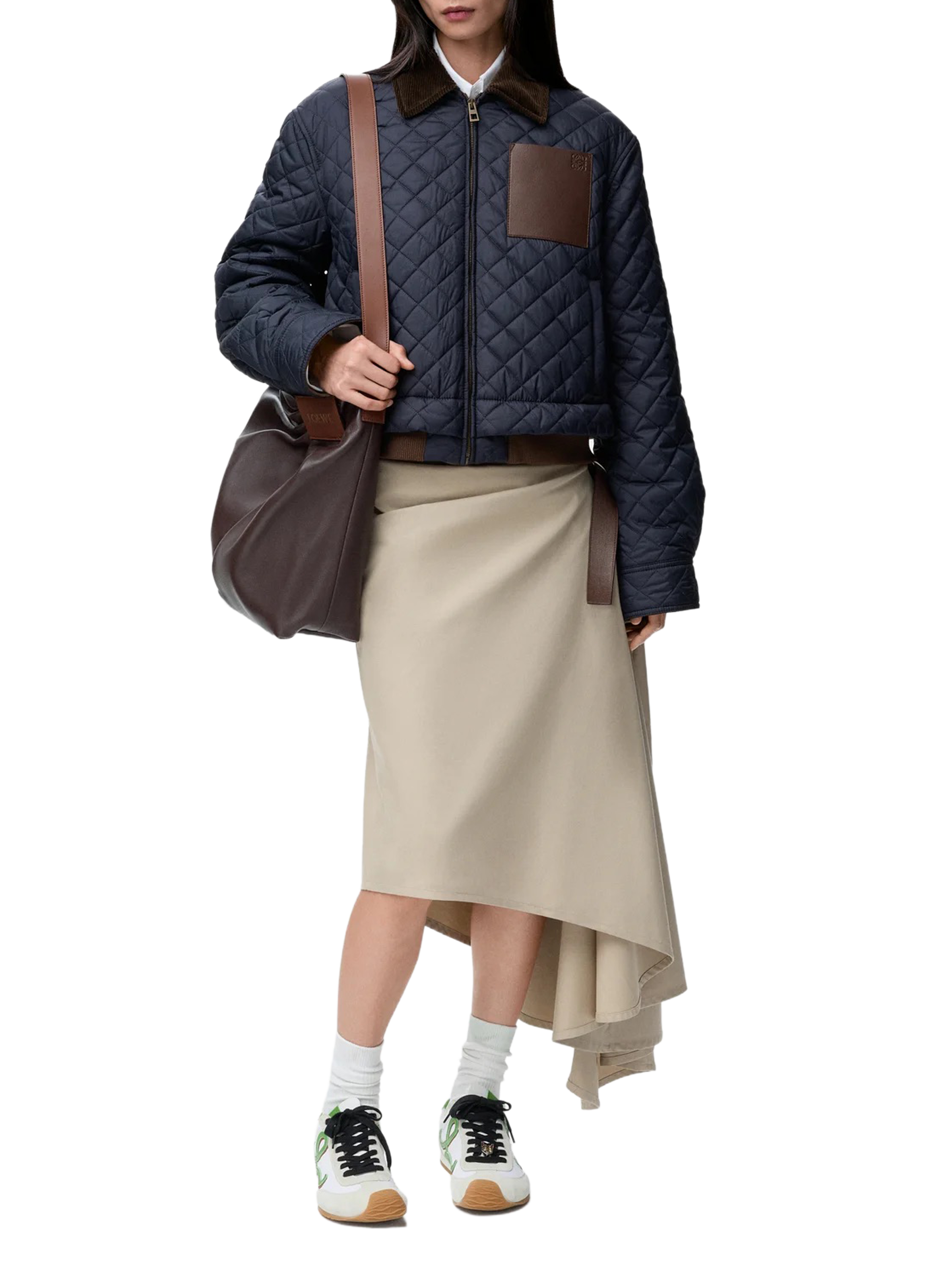 Veste courte en tissu technique à col contrasté LOEWE Bleu