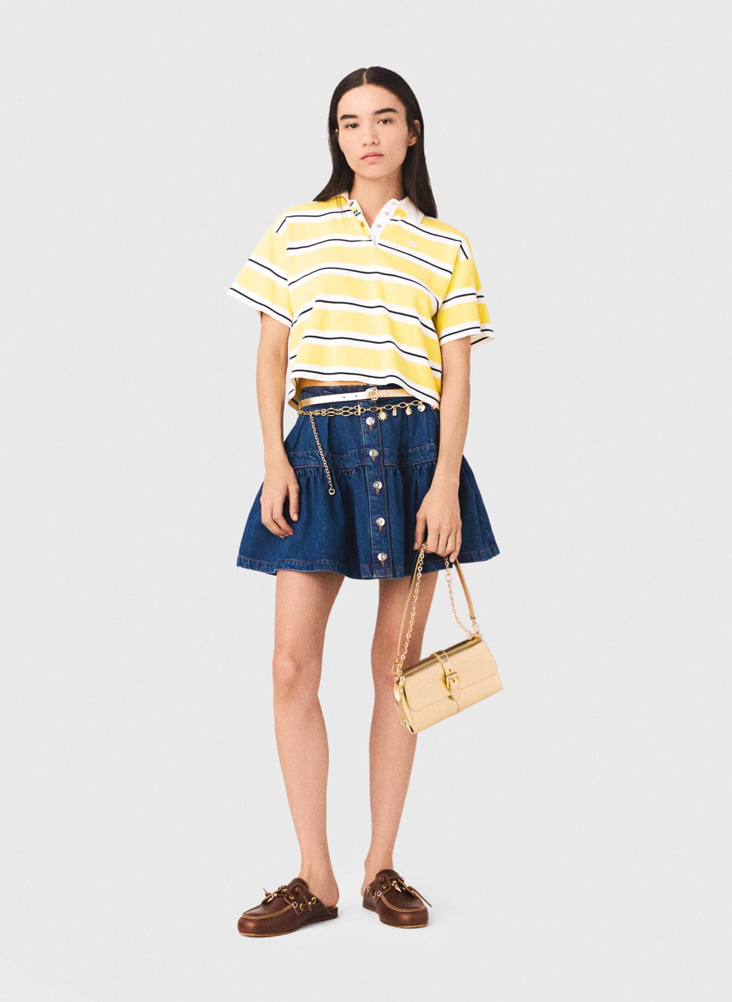 Polo droit en coton mélangé MAJE Jaune