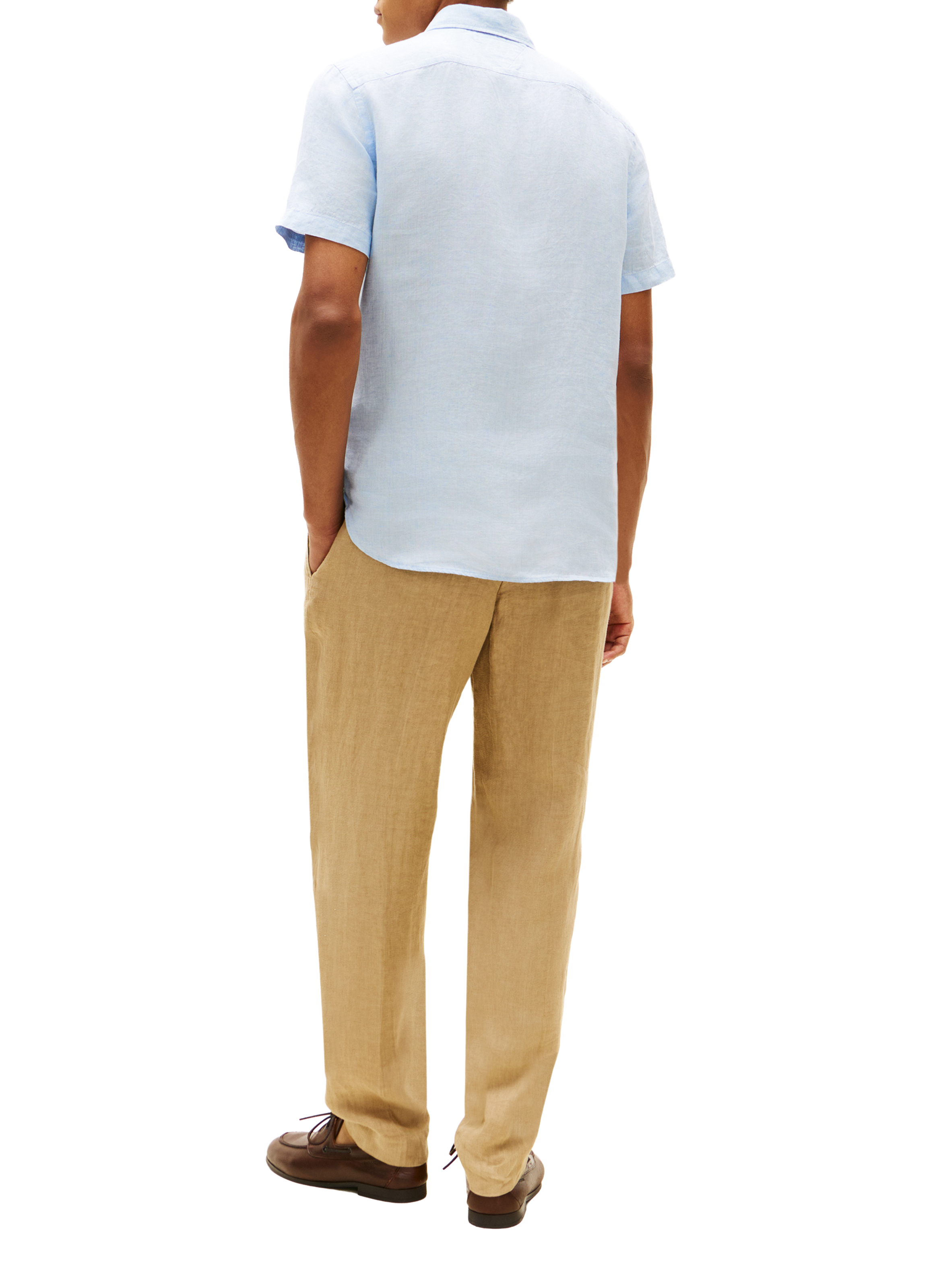 Chemise droite à logo en lin TOMMY HILFIGER Bleu