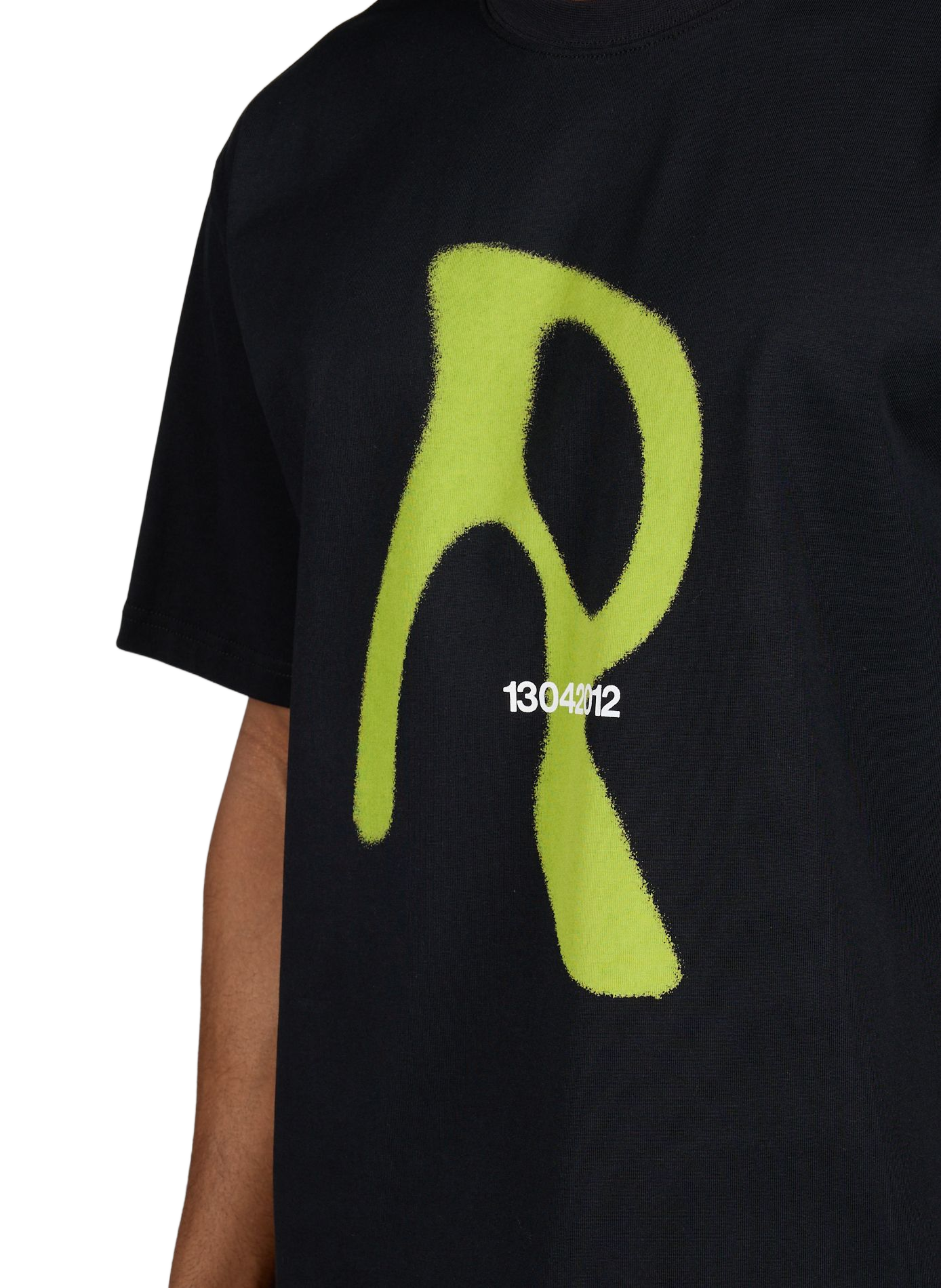 Round neck printed cotton T-shirt RAINS Black