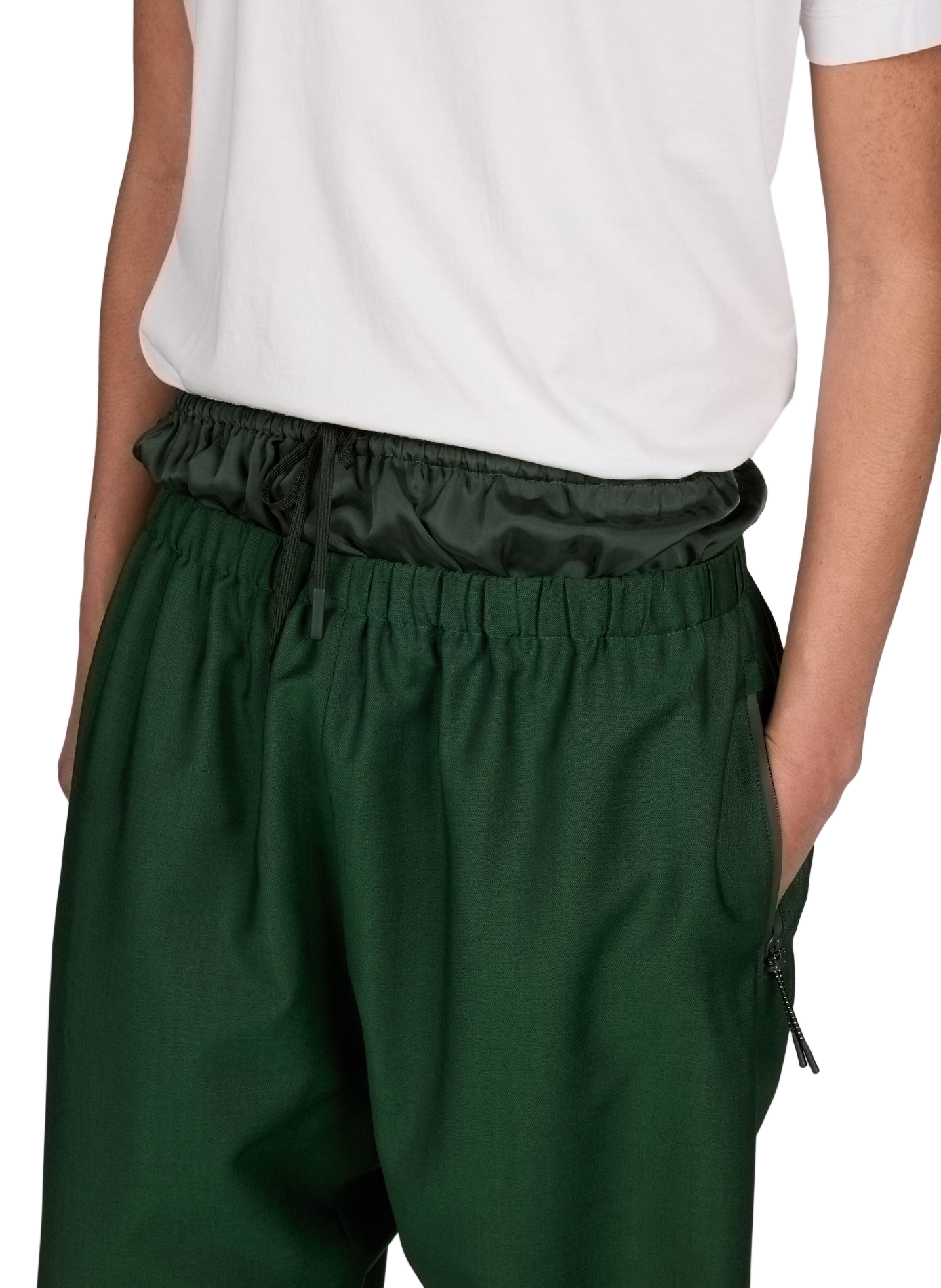 Pantalon Naoki taille doublée en laine LACOSTE Vert