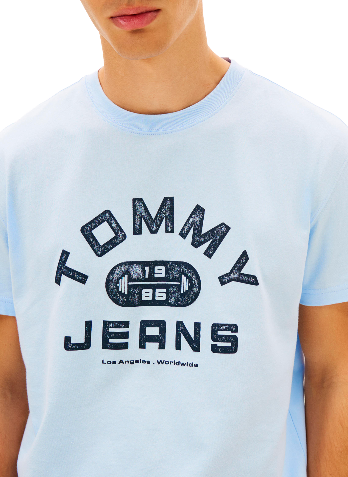 T-shirt droit imprimé en coton TOMMY HILFIGER Bleu