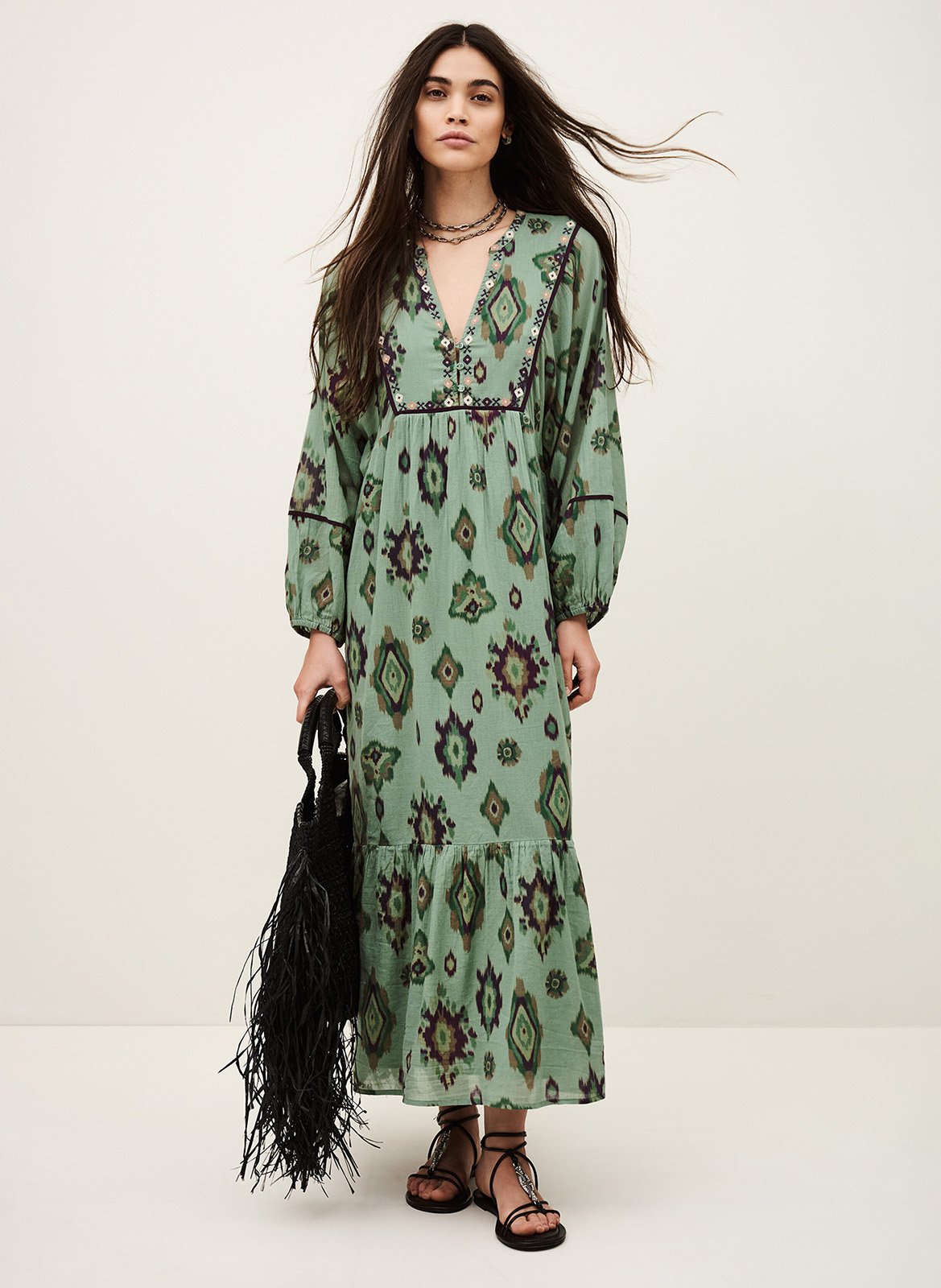 Robe midi imprimée oelia BA&SH Vert