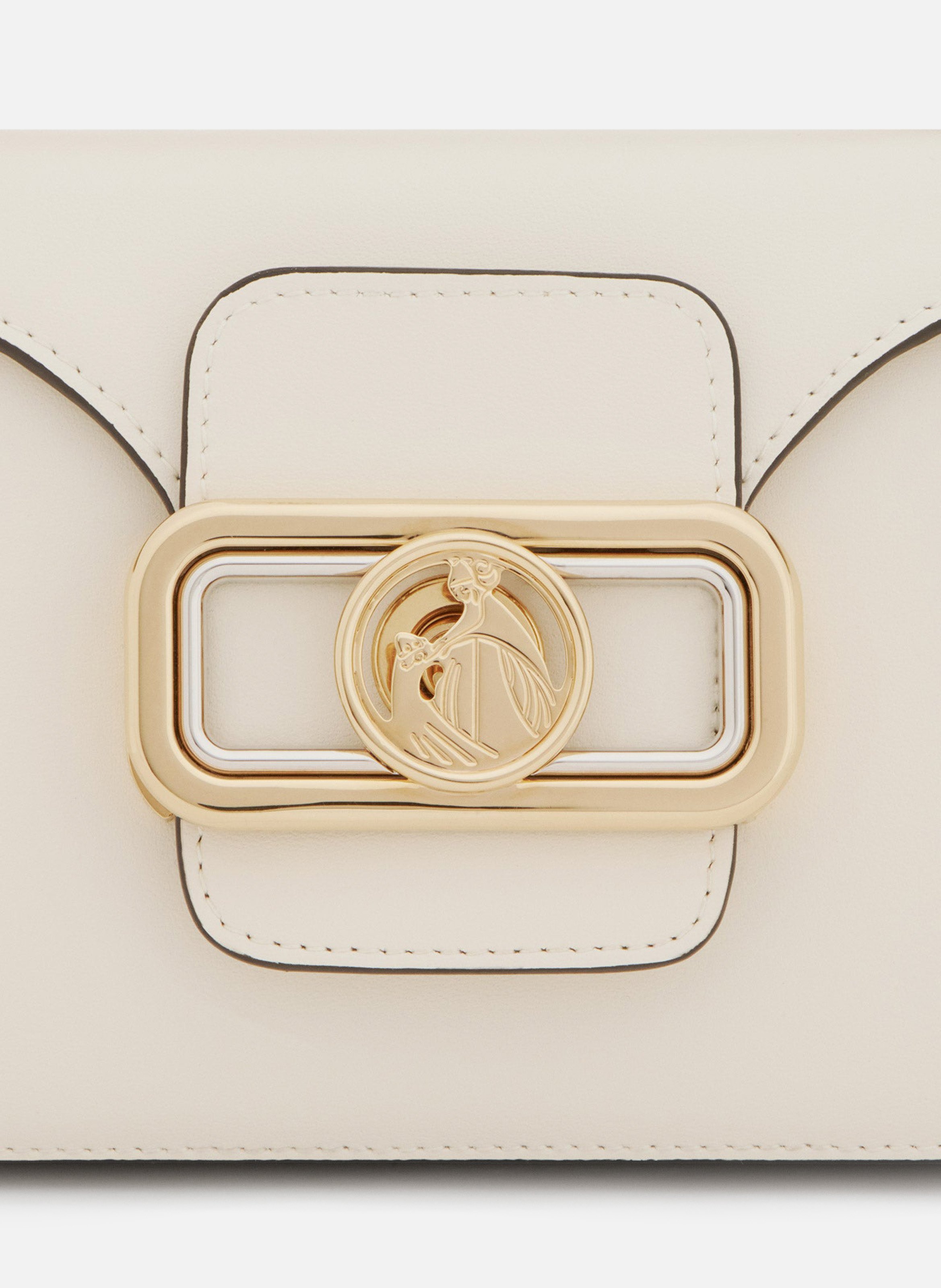 Sac pencil cat en cuir brillant et strass LANVIN Blanc