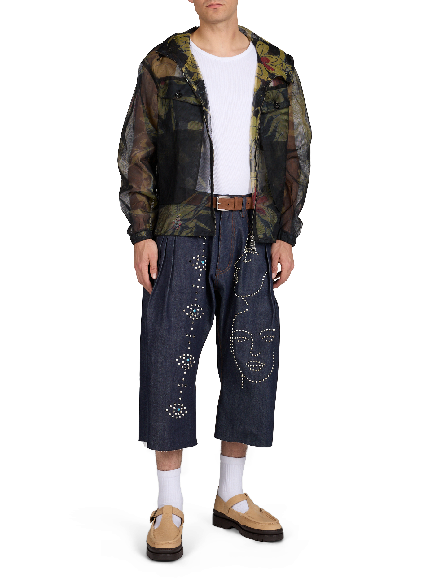 Oversized floral transparent hooded jacket ANDERSSON BELL Black