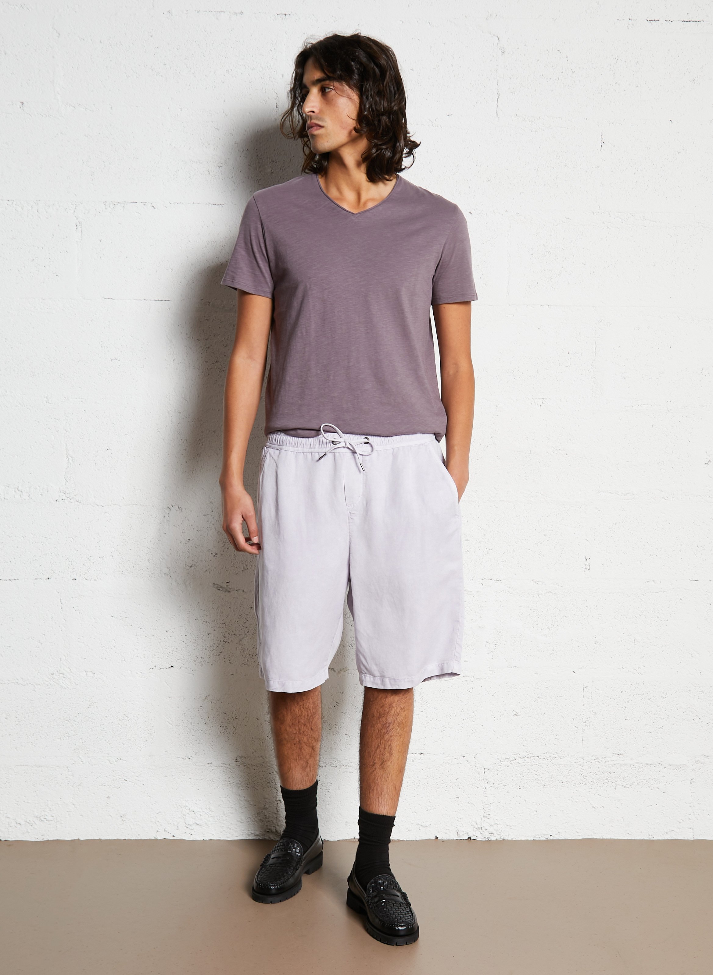 Bermuda casual droit uni IKKS Violet