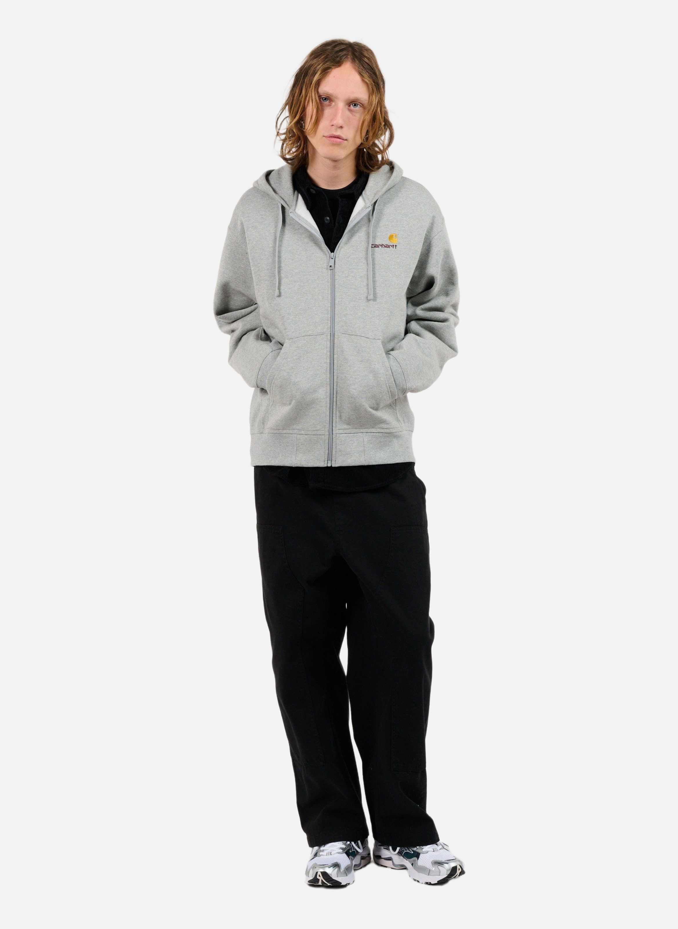 Sweatshirt zippé hooded american script CARHARTT WIP Gris