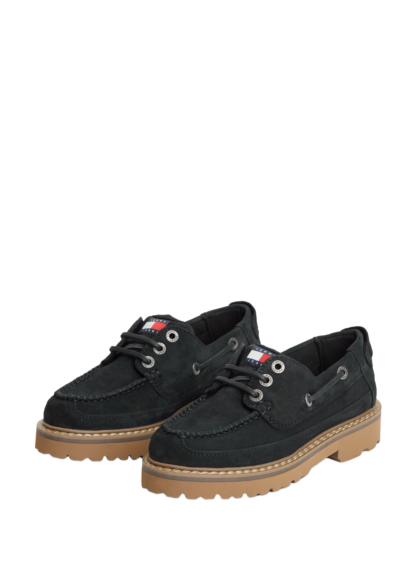 Derby shoes with cleated sole in leather TOMMY HILFIGER Blue