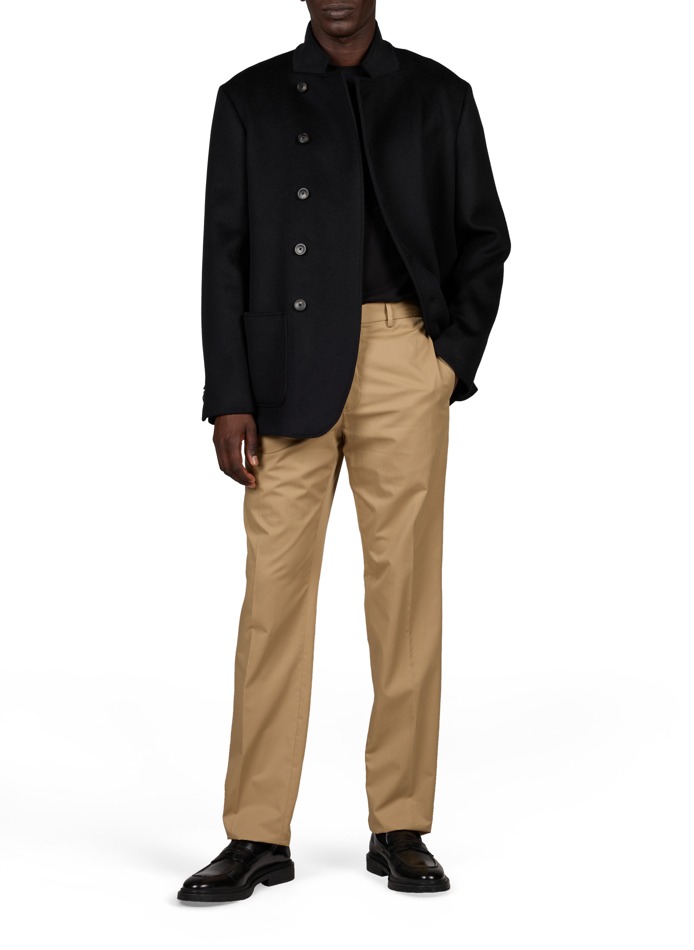 Wool and cashmere tailored collar jacket EMPORIO ARMANI Black